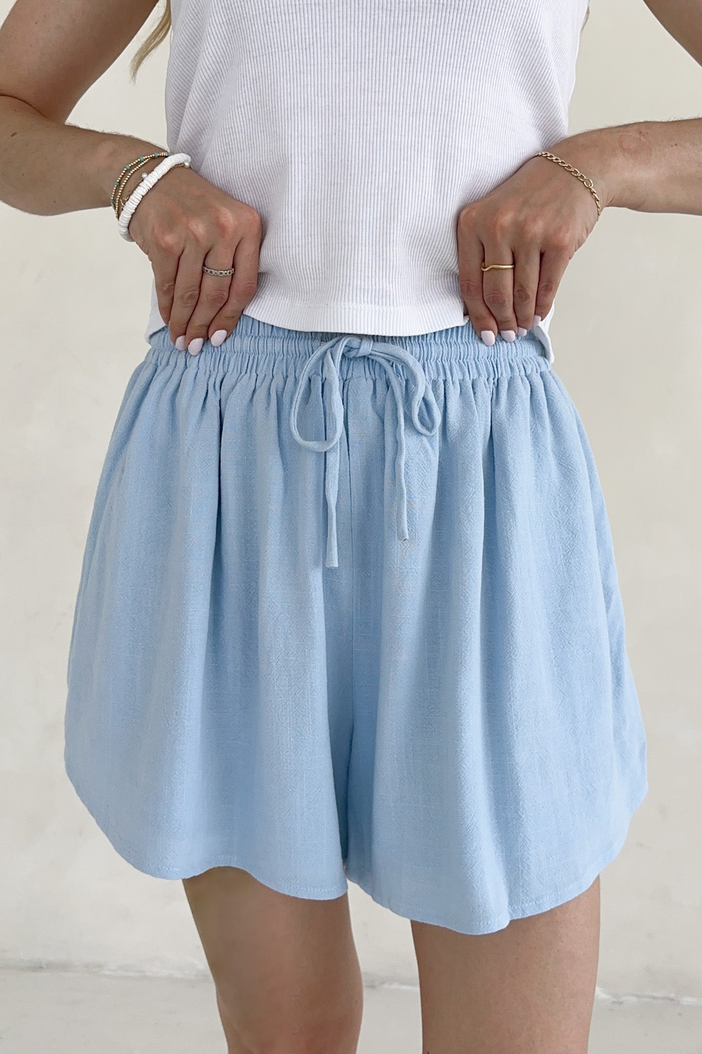 Ivy Drawstring Flared Shorts - Neutral Ground