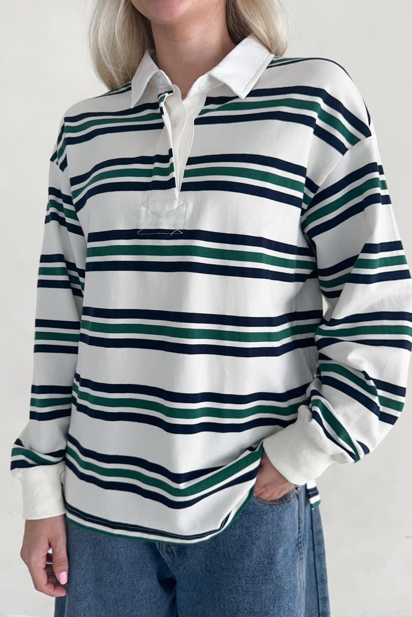 Jackson Classic Striped Collared Long Sleeve Top - Neutral Ground