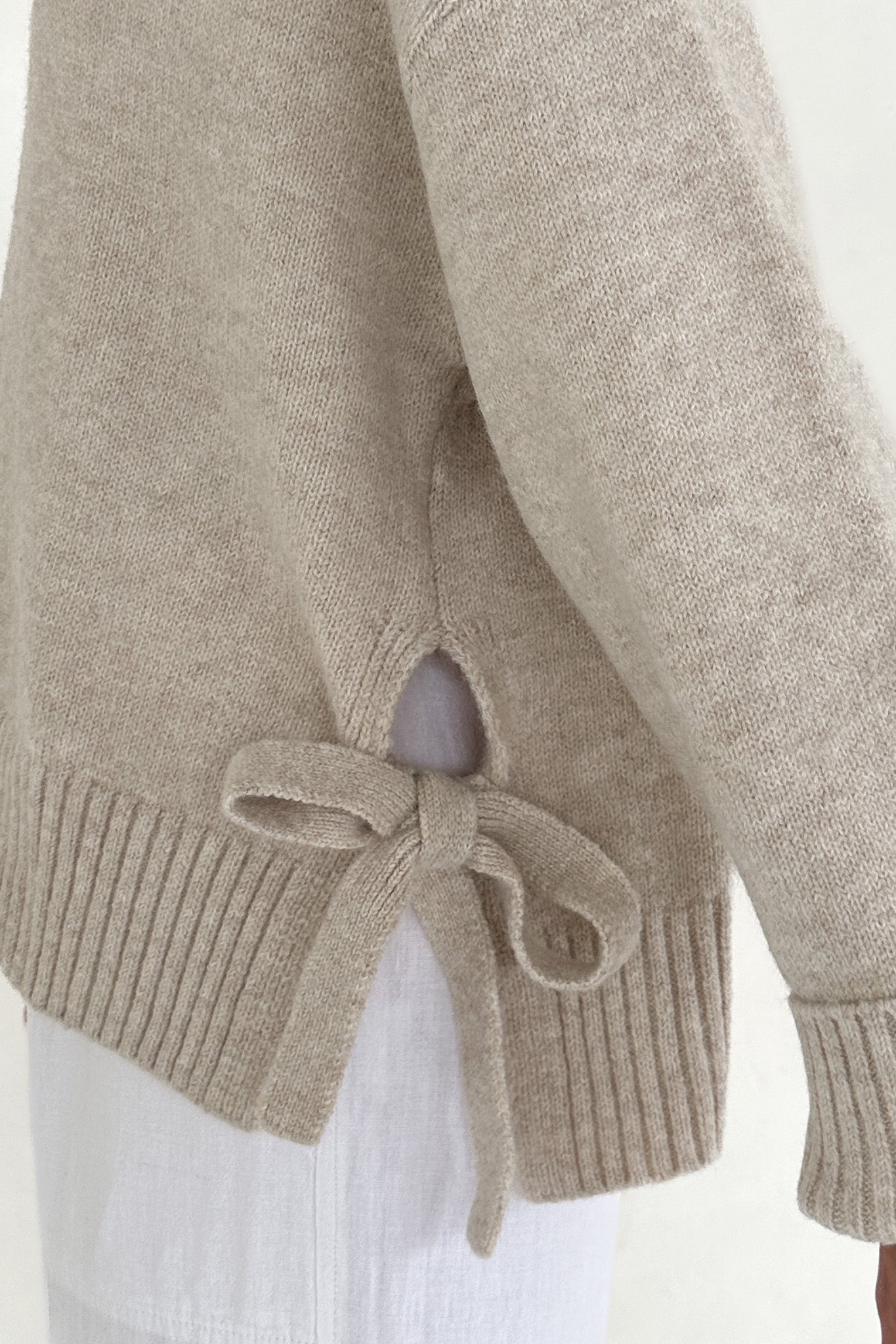 Jade Side Tie Sweater in Natural - Neutral Ground