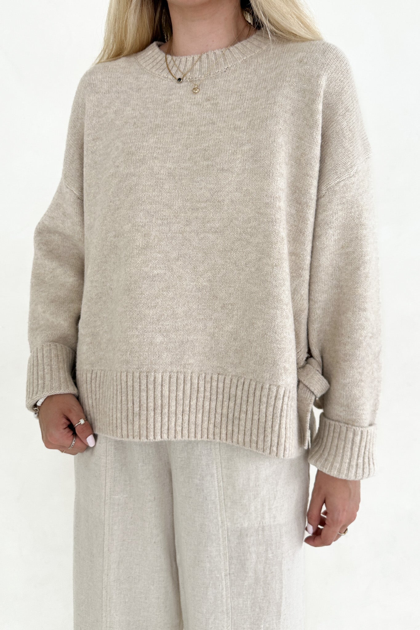 Jade Side Tie Sweater in Natural - Neutral Ground