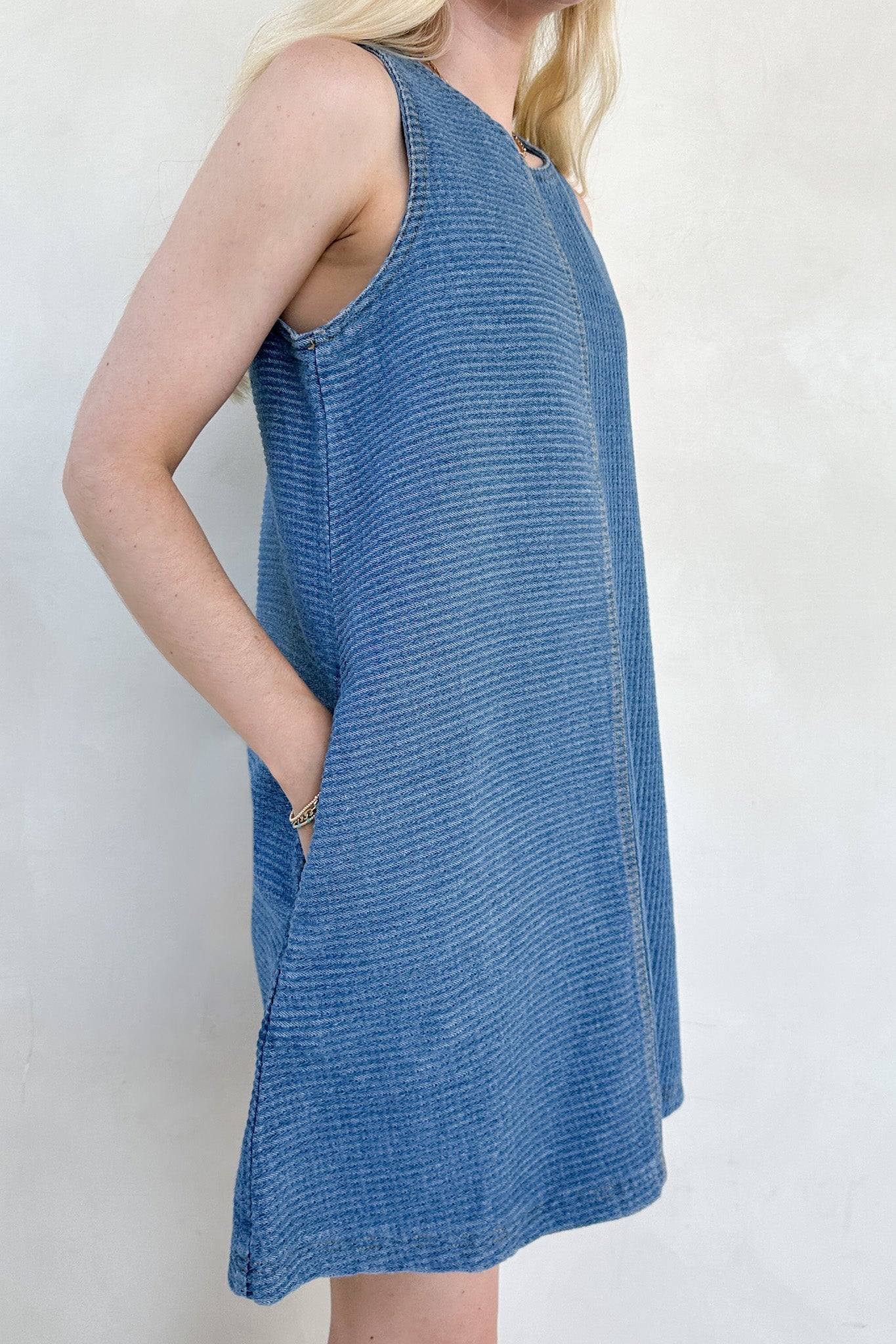 Joey Denim Mini Dress - Neutral Ground