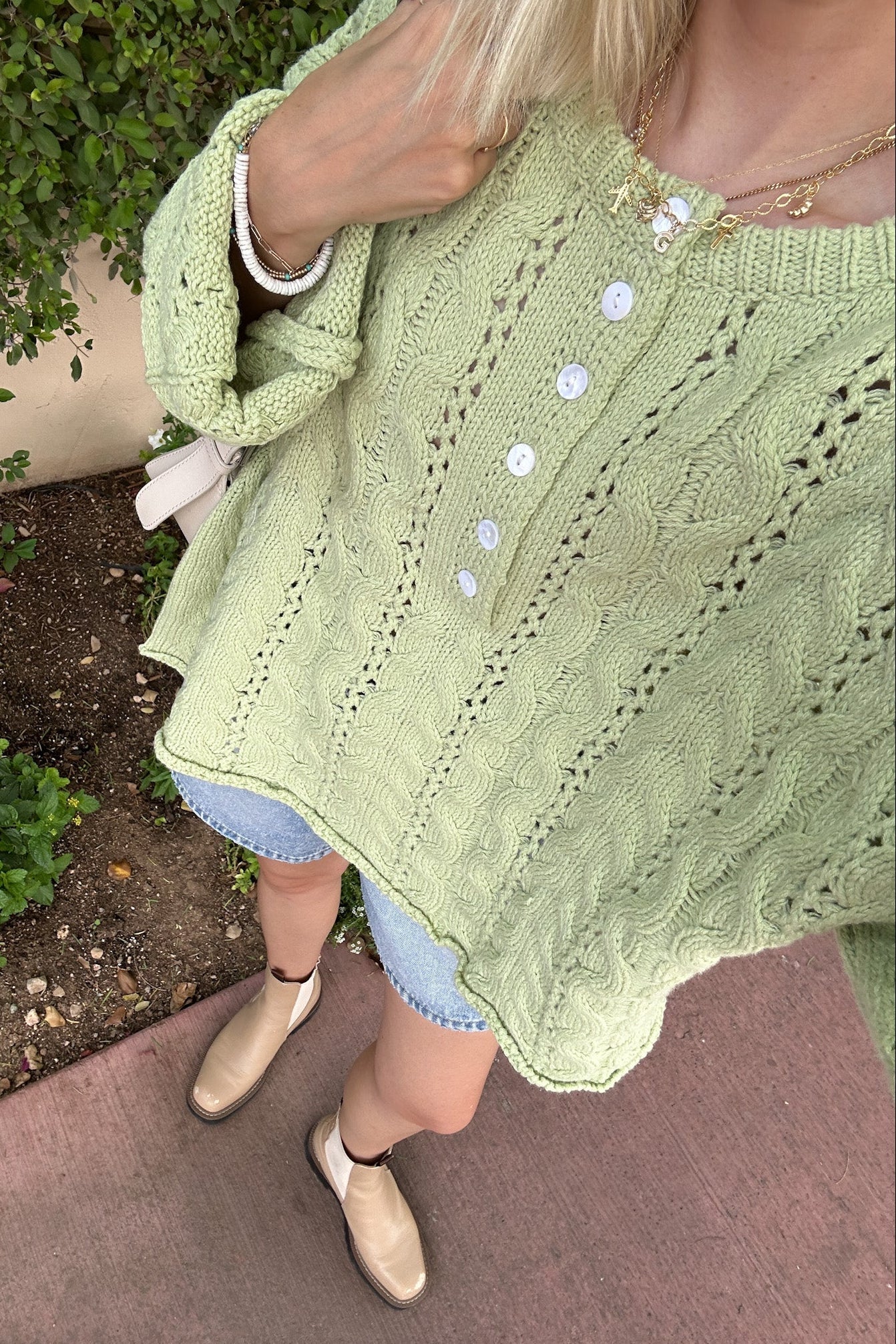 Jolie Lightweight Cable Knit Sweater Top in Pistachio - Neutral Ground