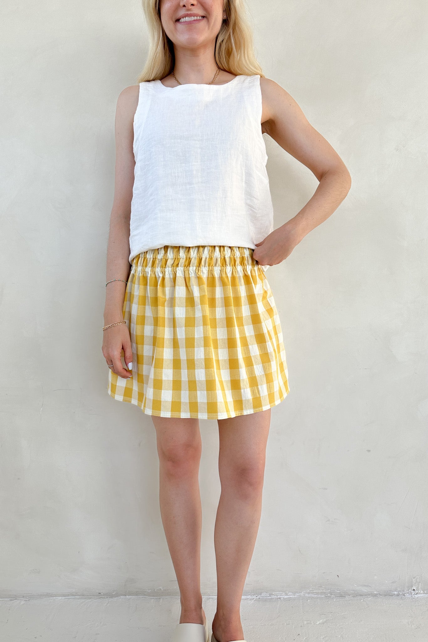 Kennedy Checkered Pattern Plaid Skirt - Neutral Ground