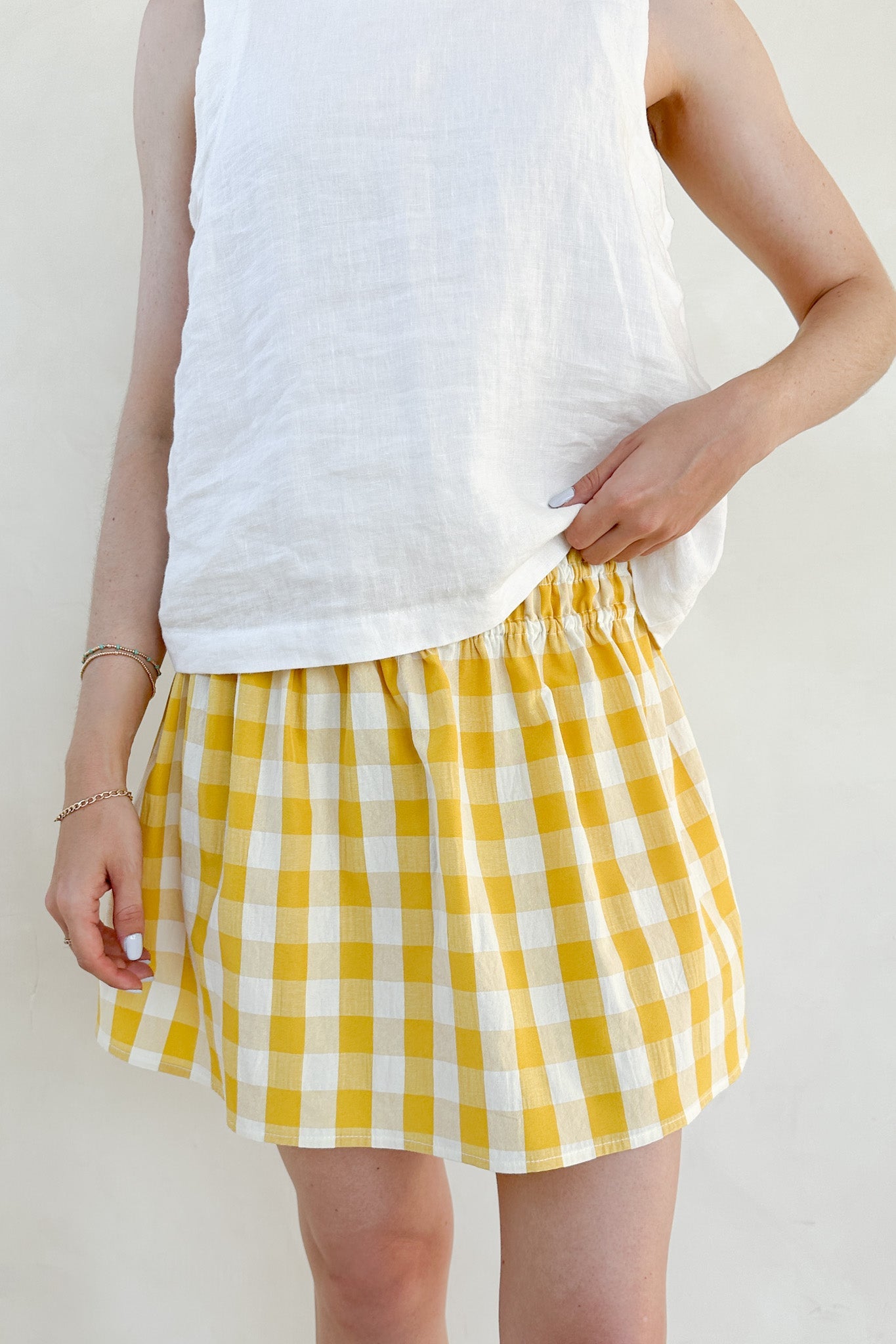 Kennedy Checkered Pattern Plaid Skirt - Neutral Ground