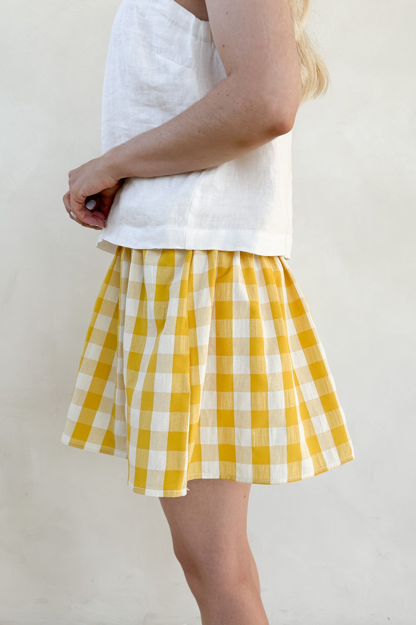 Kennedy Checkered Pattern Plaid Skirt - Neutral Ground