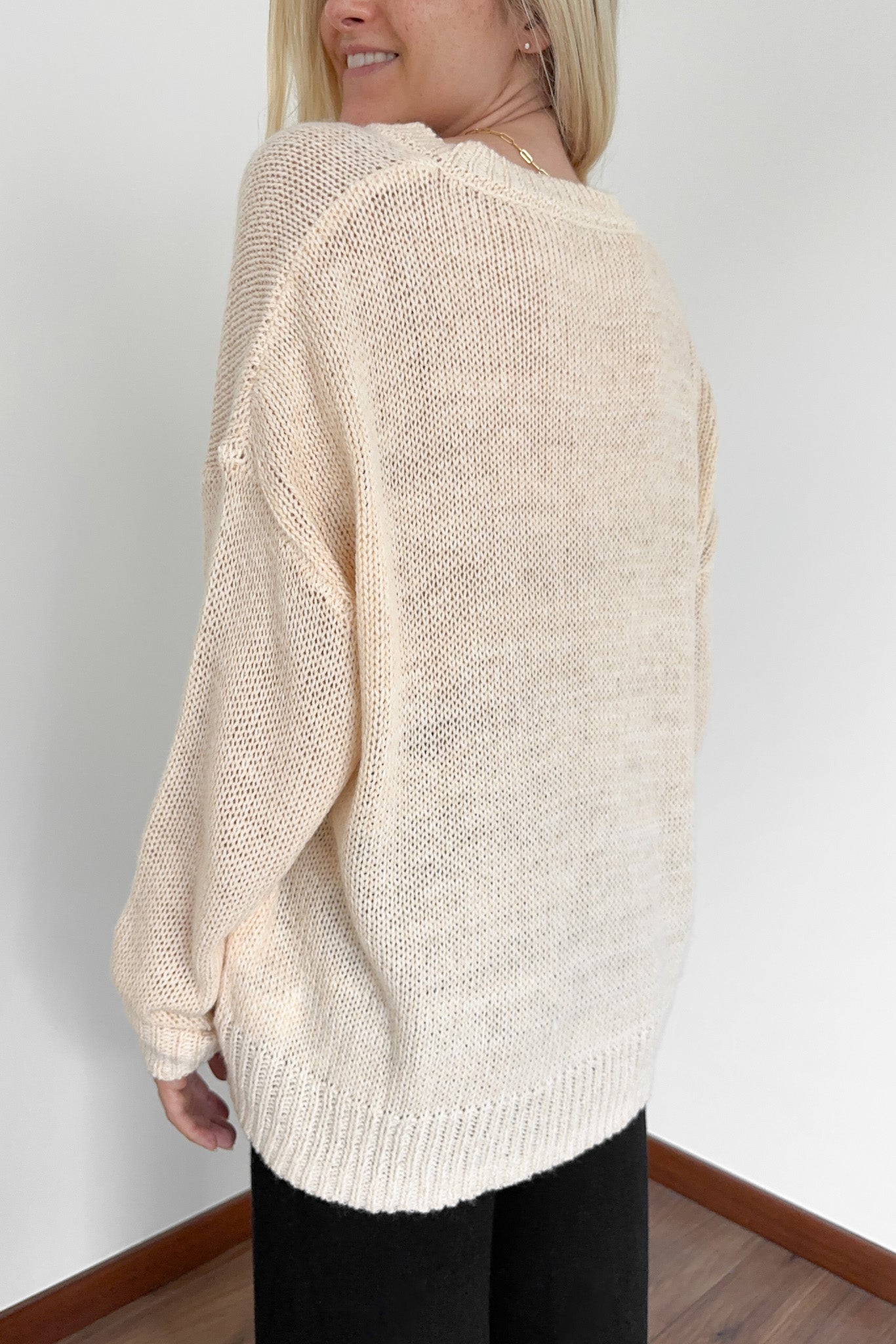 Khloe Lace Up Front Sweater Top - Neutral Ground