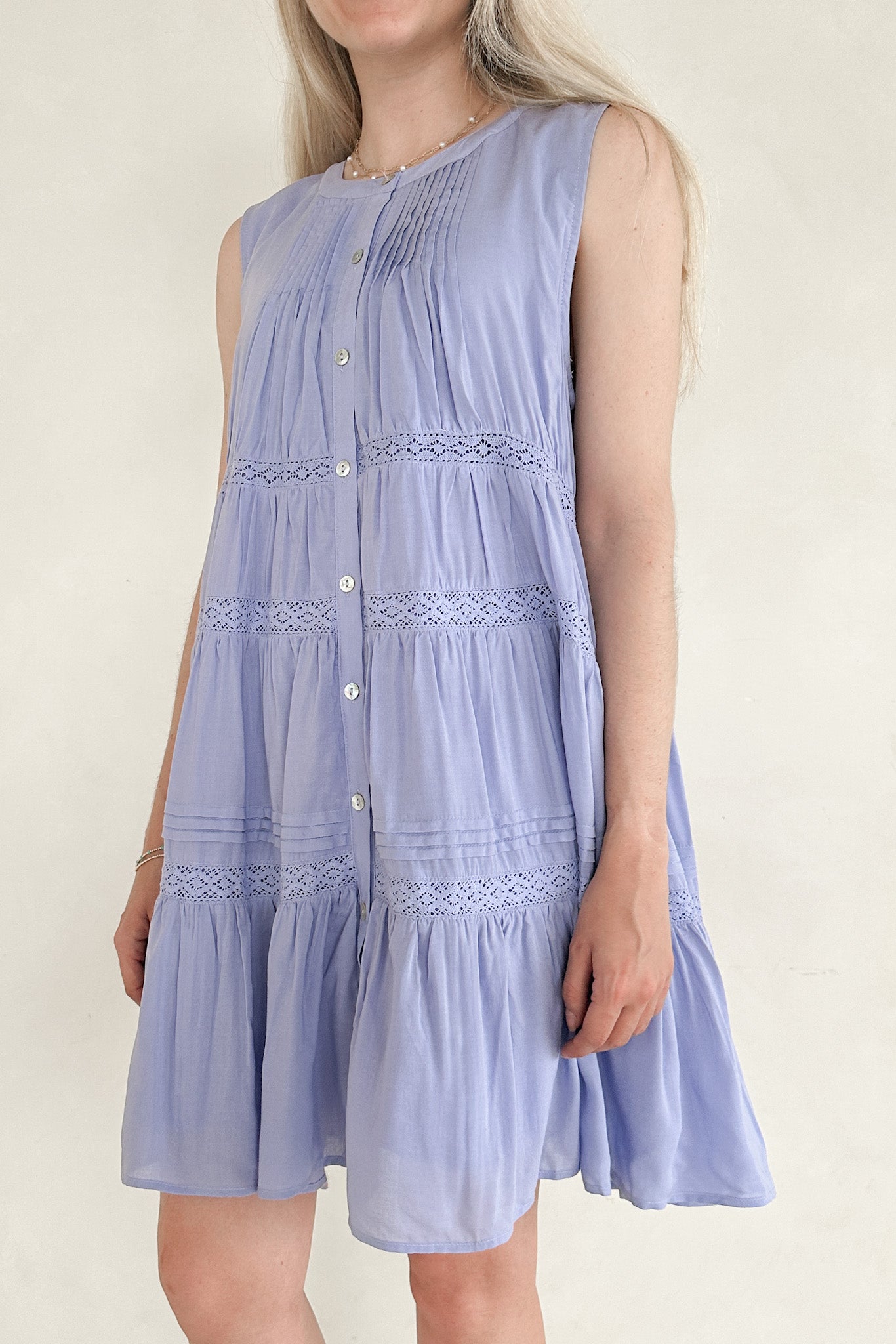 Lacey Flare Ruffle Mini Dress - Neutral Ground