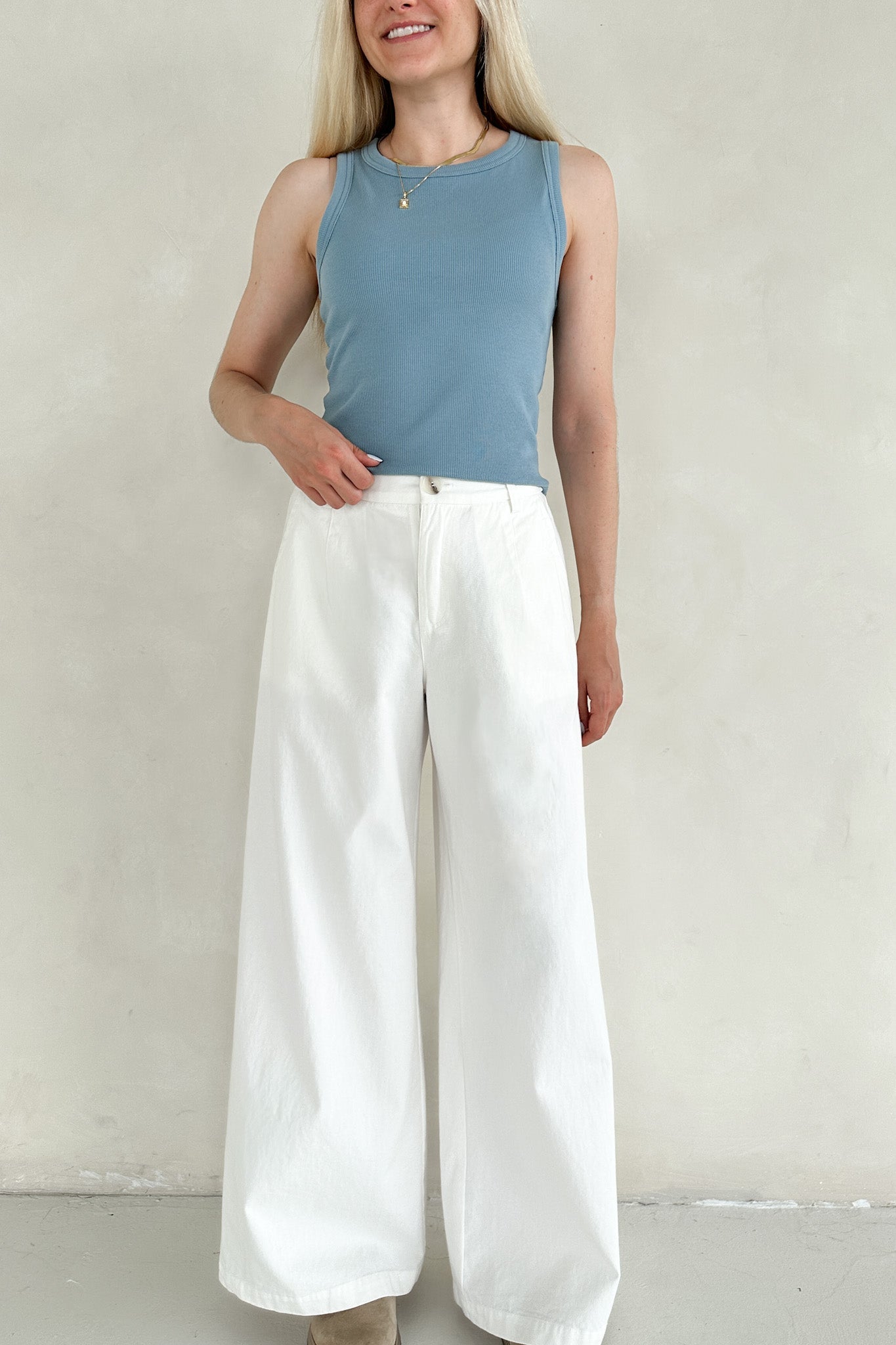 Lana Ribbed Tank Top in Marine Blue - Neutral Ground