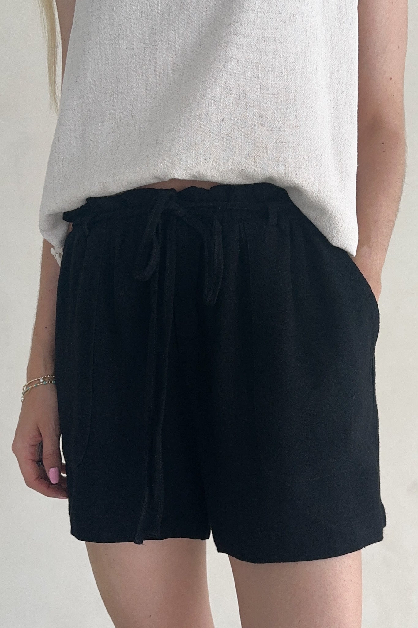 Layla Soft Linen Drawstring Shorts - Neutral Ground