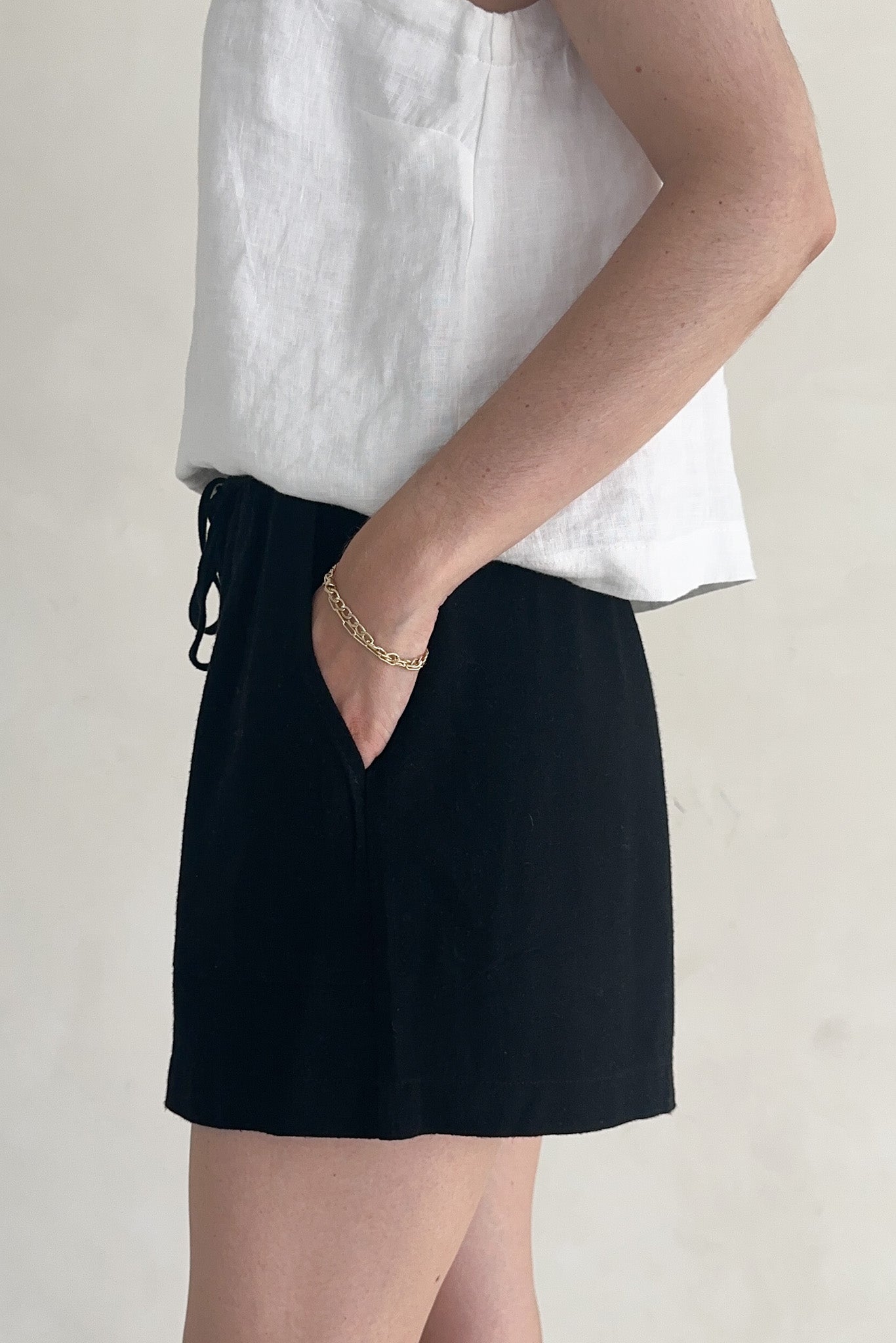 Layla Soft Linen Drawstring Shorts - Neutral Ground