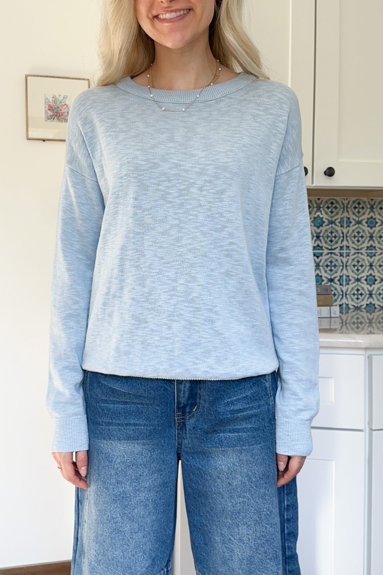 Leighton Crew Neck Sweater Top - Neutral Ground