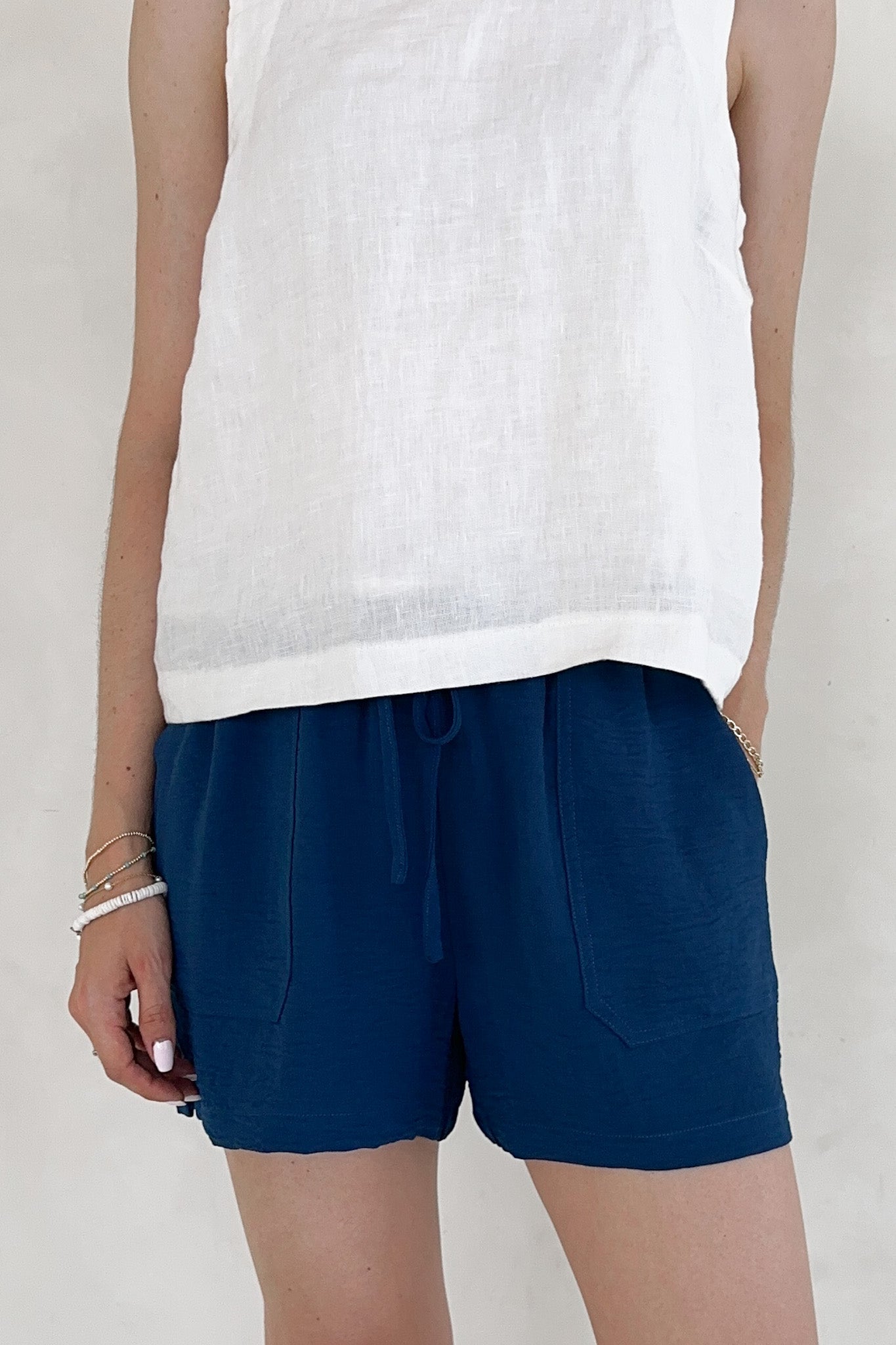 Leighton Navy Crinkle Shorts - Neutral Ground