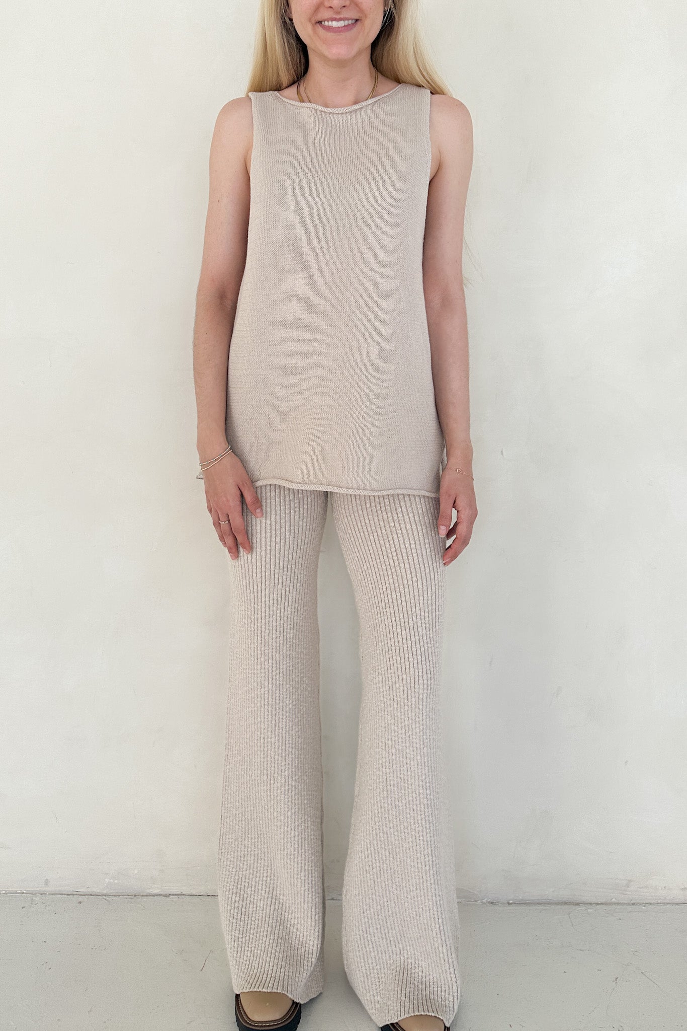 Lenny Flare Knit Sweater Pants - Neutral Ground