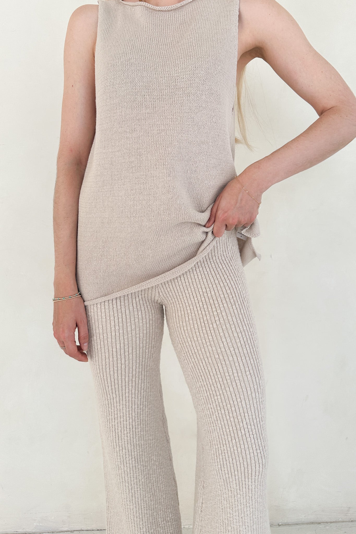 Lenny Flare Knit Sweater Pants - Neutral Ground