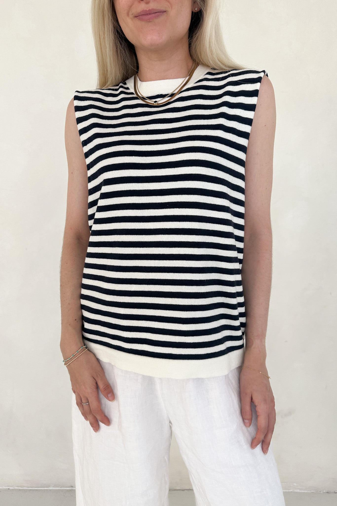 Lenox Black and White Striped Sleeveless Top - Neutral Ground