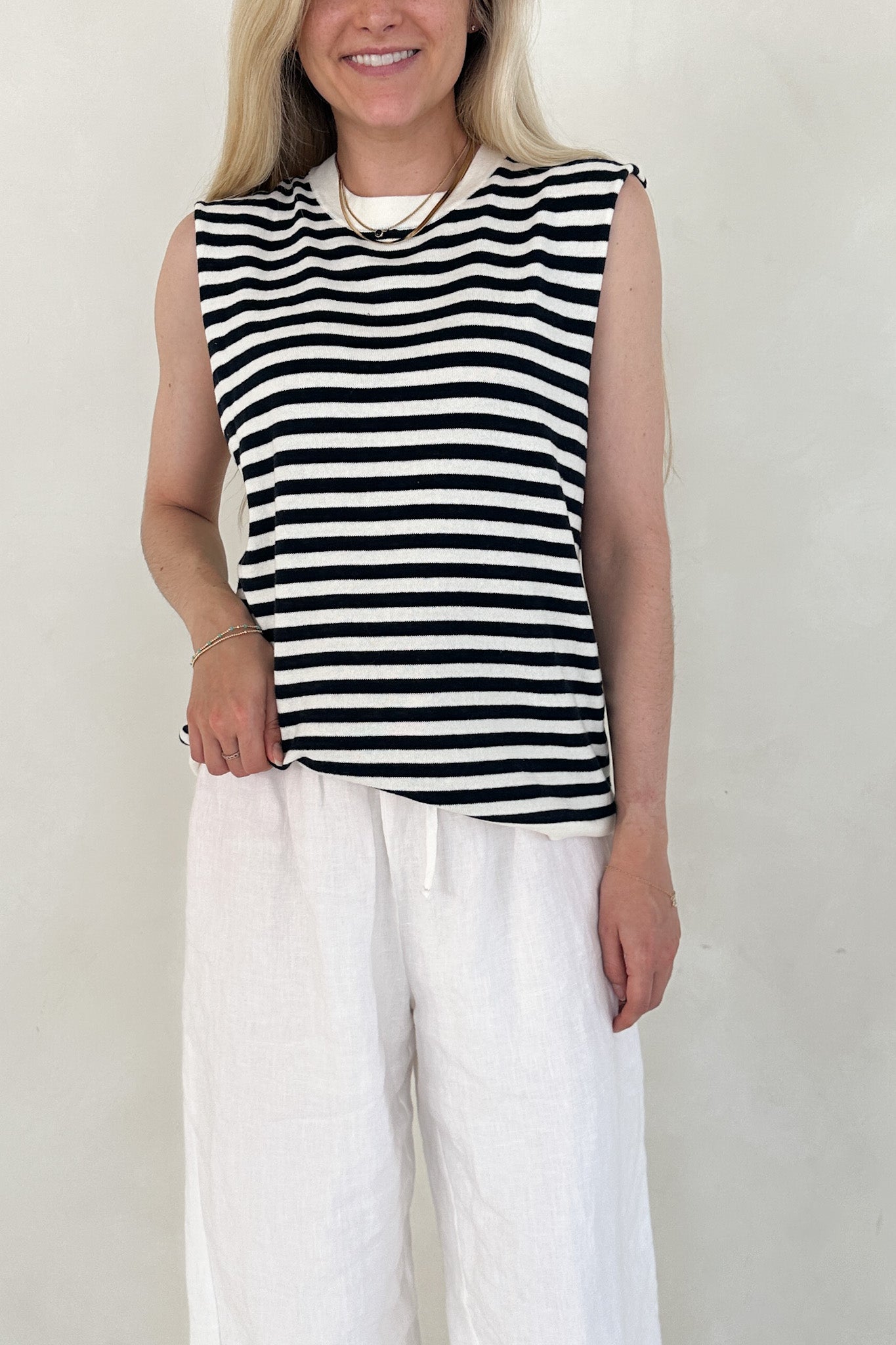 Lenox Black and White Striped Sleeveless Top - Neutral Ground