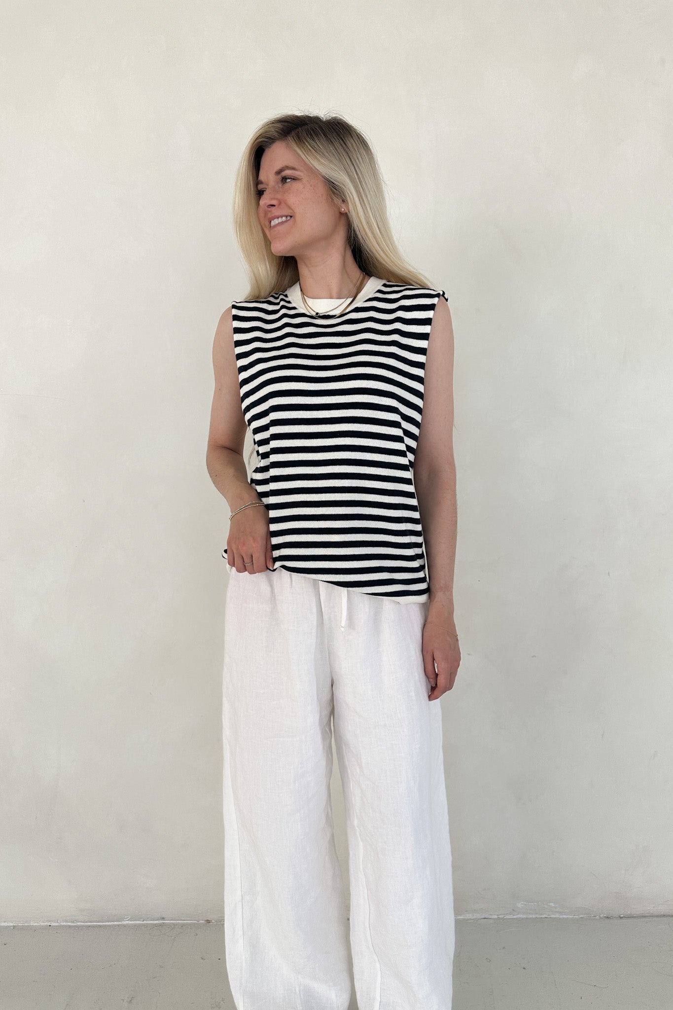 Lenox Black and White Striped Sleeveless Top - Neutral Ground