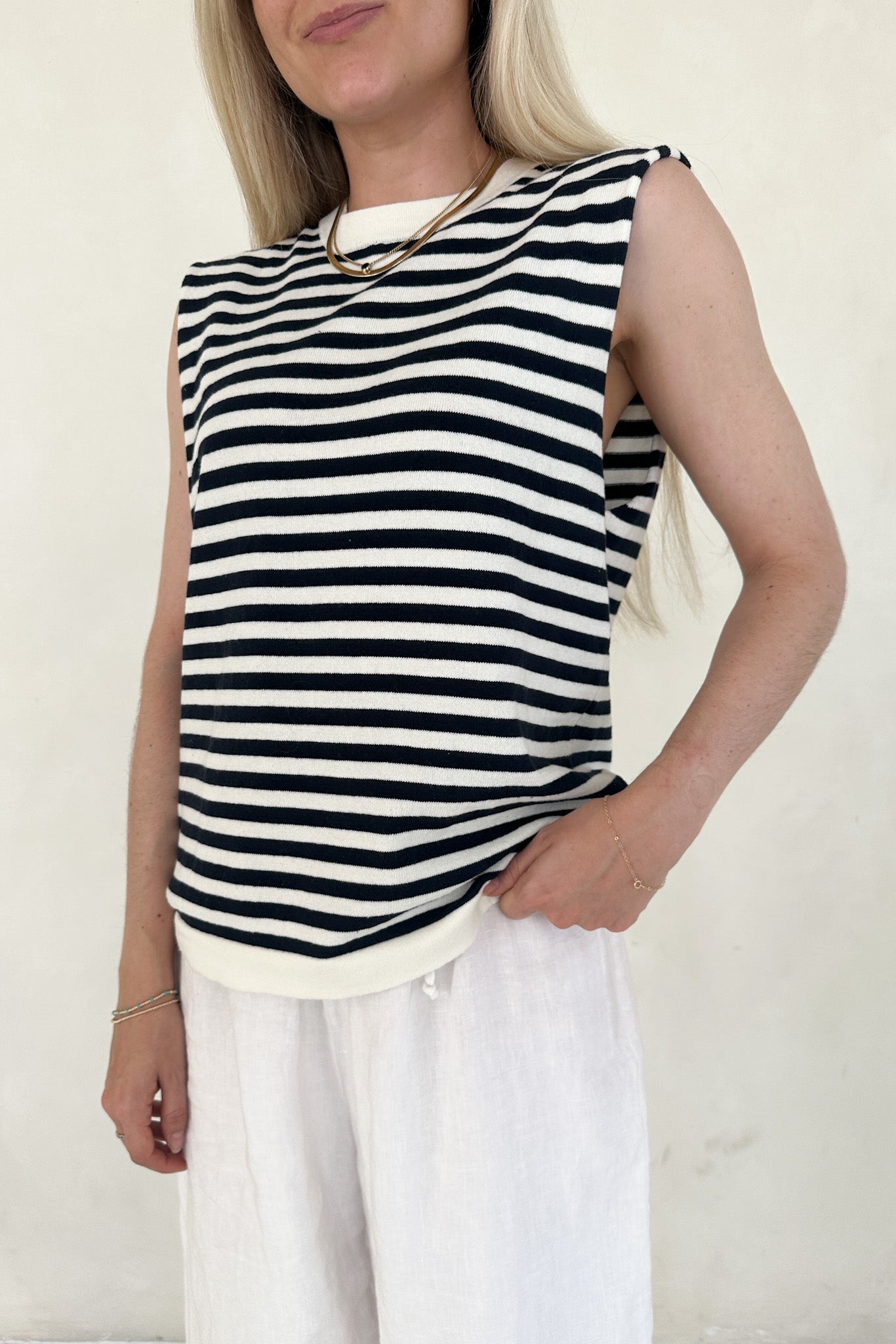 Lenox Black and White Striped Sleeveless Top - Neutral Ground