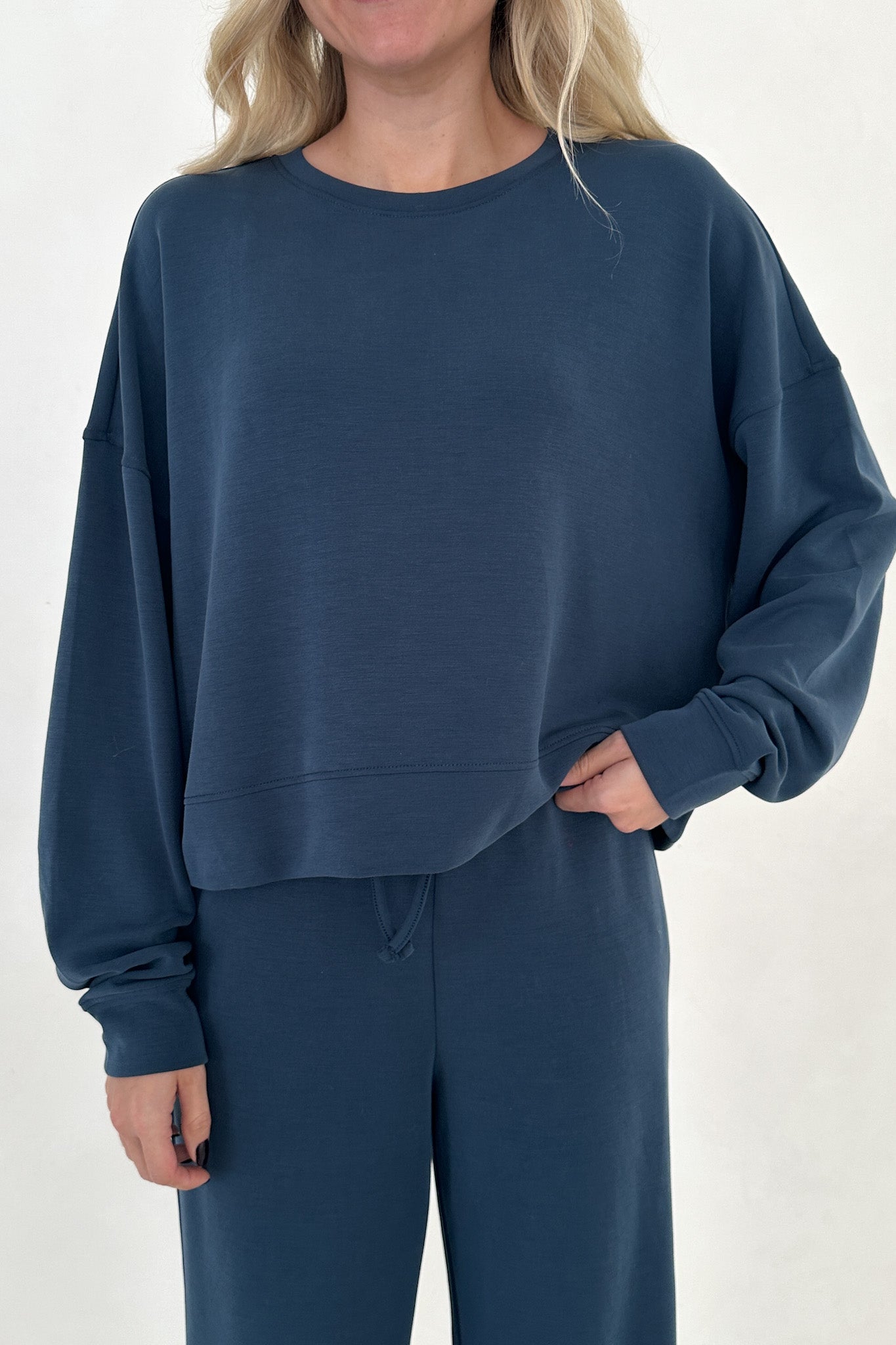 Like Butter Long Sleeve Pullover in Midnight Blue - Neutral Ground