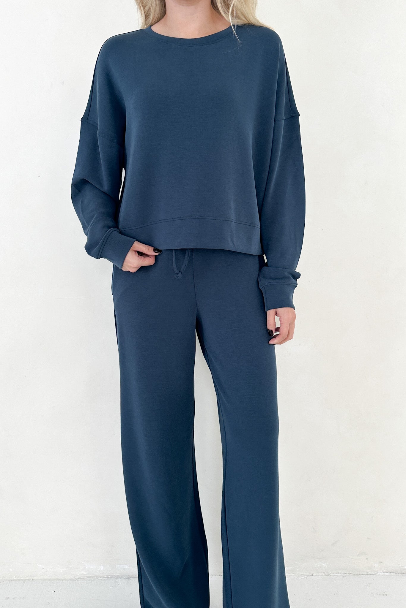 Like Butter Long Sleeve Pullover in Midnight Blue - Neutral Ground