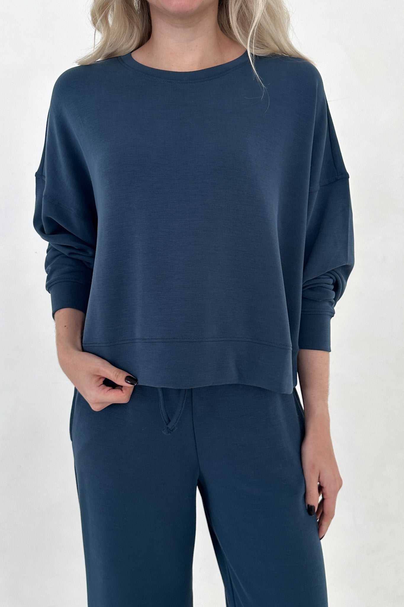 Like Butter Long Sleeve Pullover in Midnight Blue - Neutral Ground