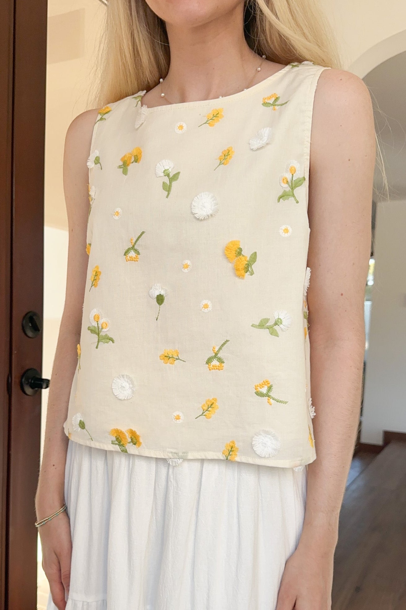 Lilly Embroidered Floral Blouse - Neutral Ground