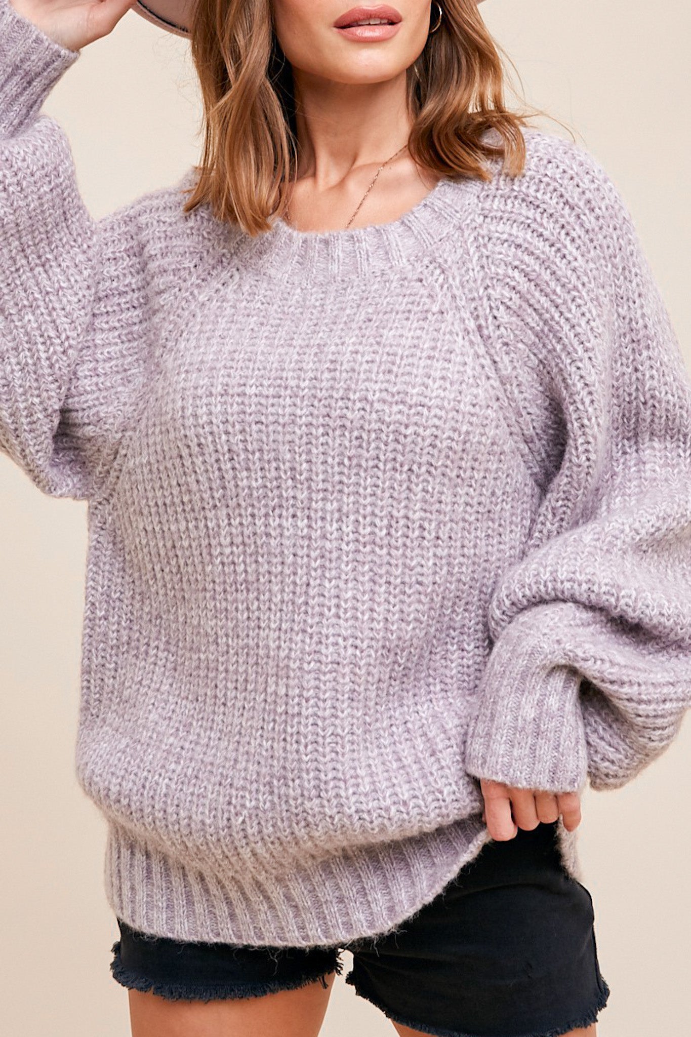 Lilly Wool Blend Marled Knit Sweater - Neutral Ground