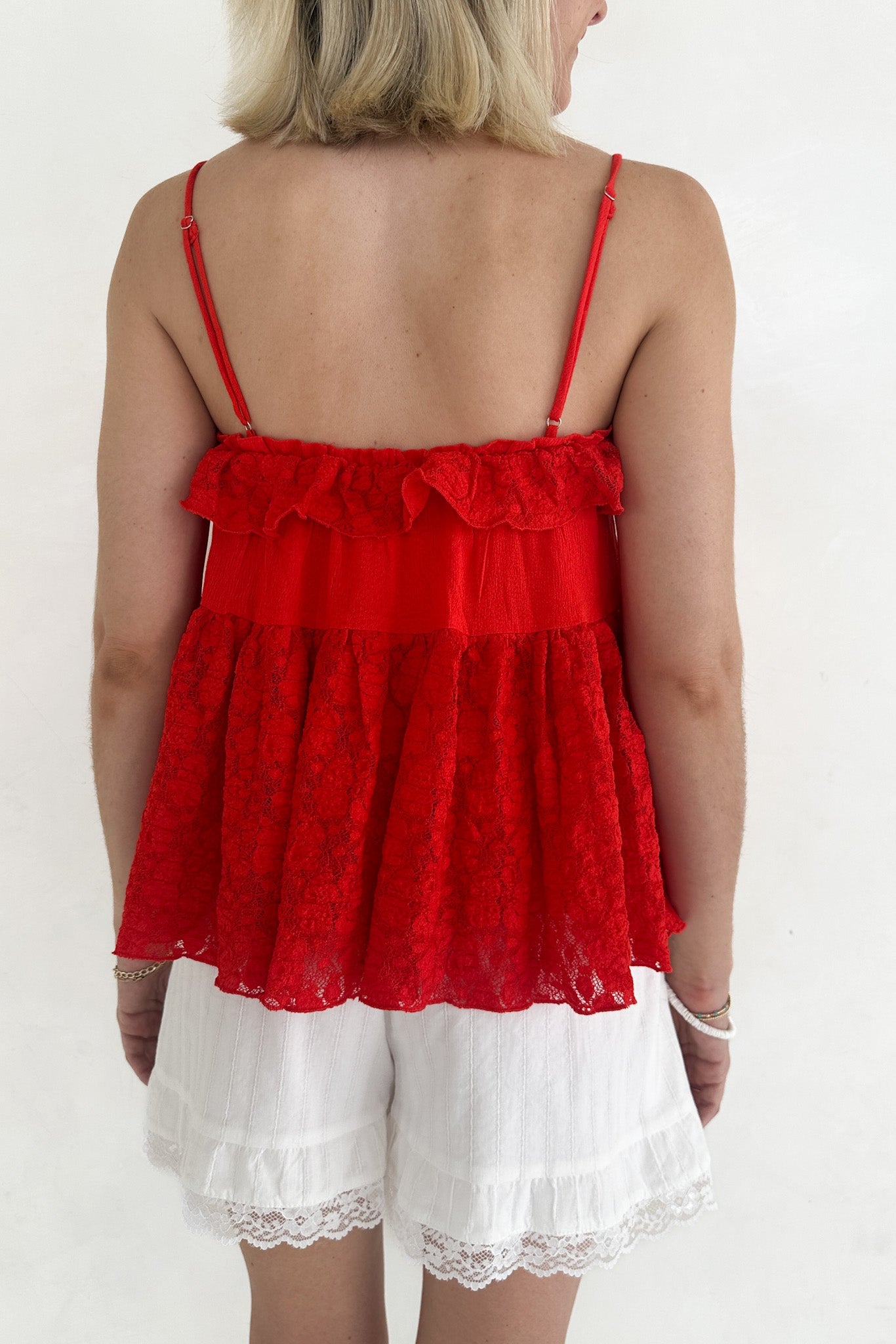 Lola Lace Ruffle Peplum Top - Neutral Ground