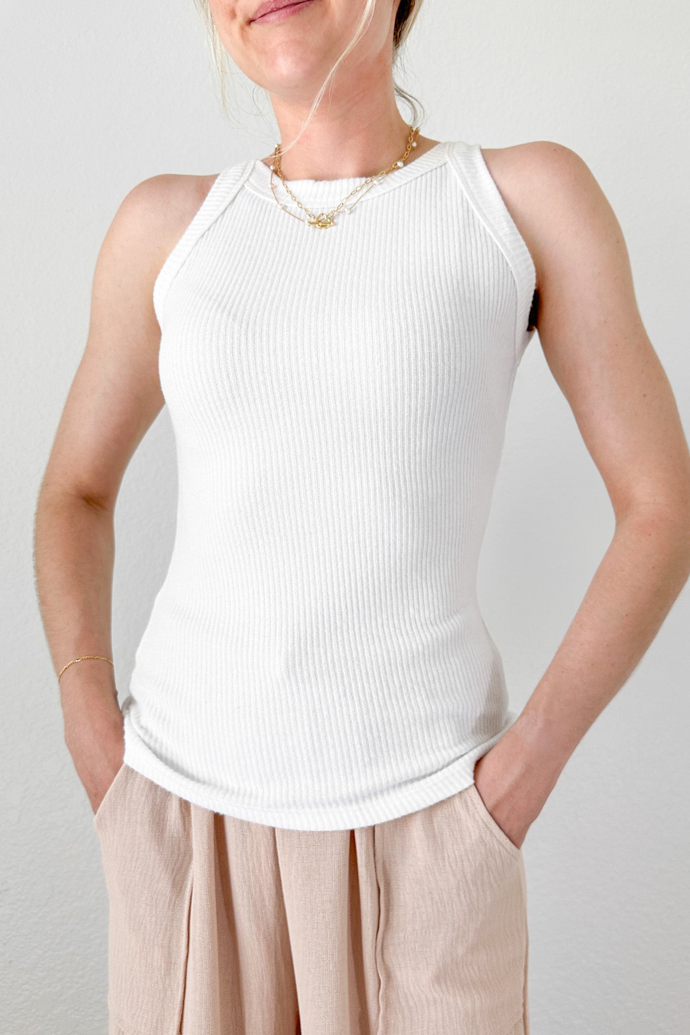 Lola Racerback Tank Top - Neutral Ground