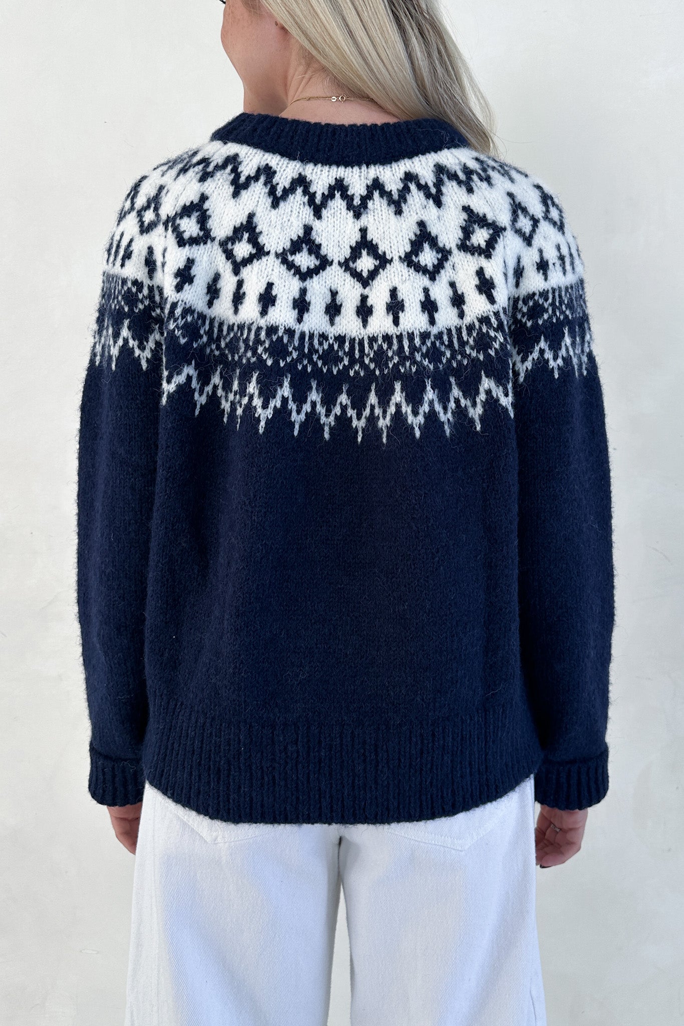 Lorelei Faire Isle Knit Pullover Sweater in Navy - Neutral Ground