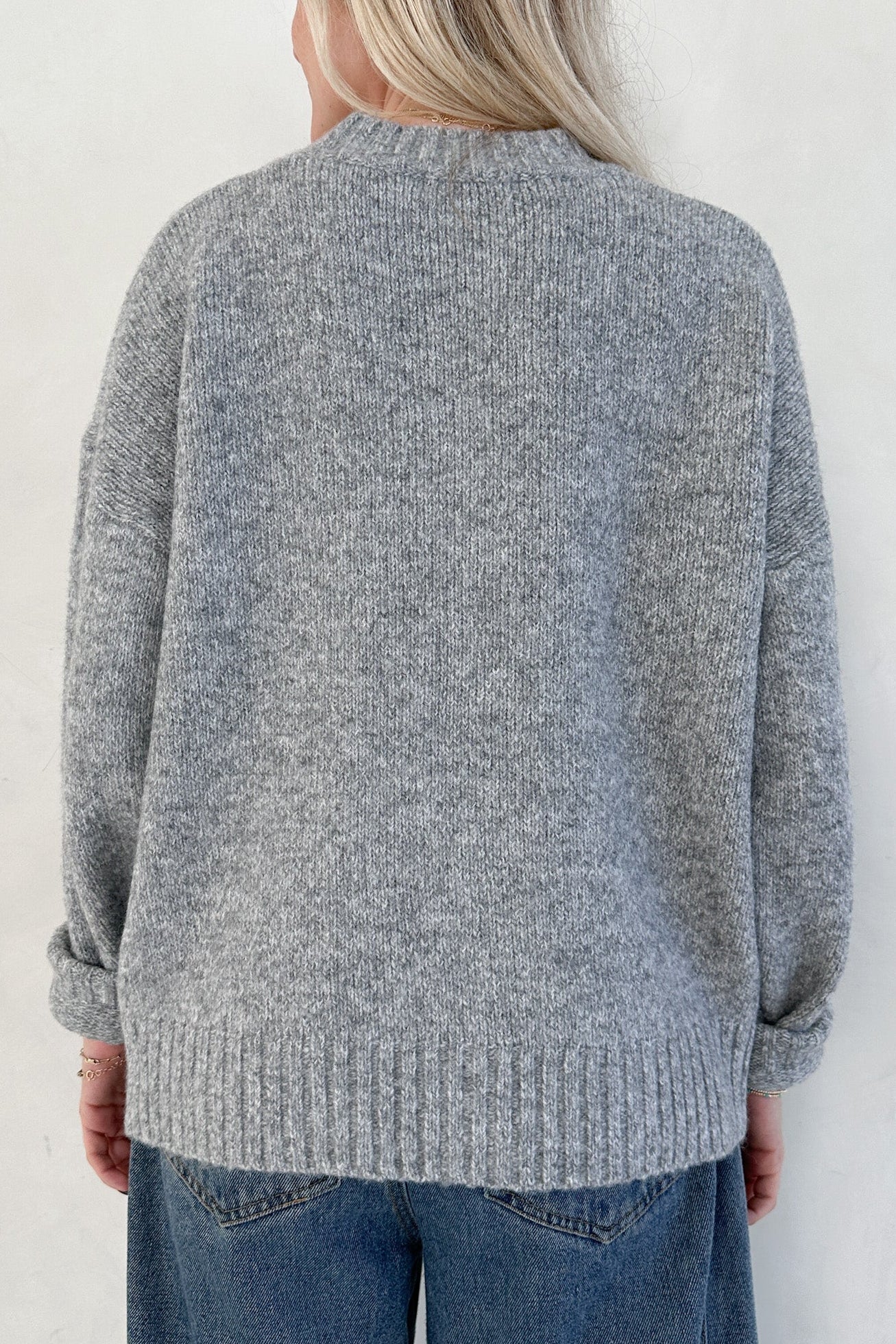 Mallard Embroidered Duck Knit Sweater in Heather Grey - Neutral Ground