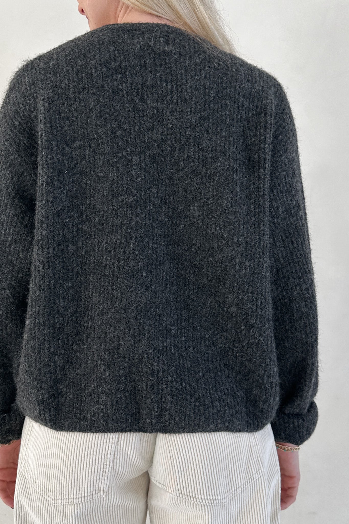 Margot Top Button Cardigan in Charcoal - Neutral Ground