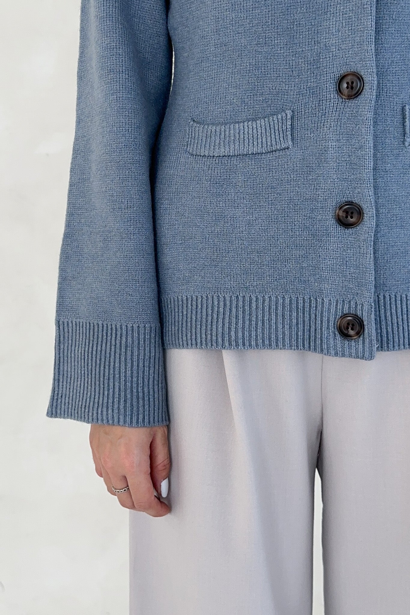 Mary Kate Knit Cardigan in Dusty Blue - Neutral Ground