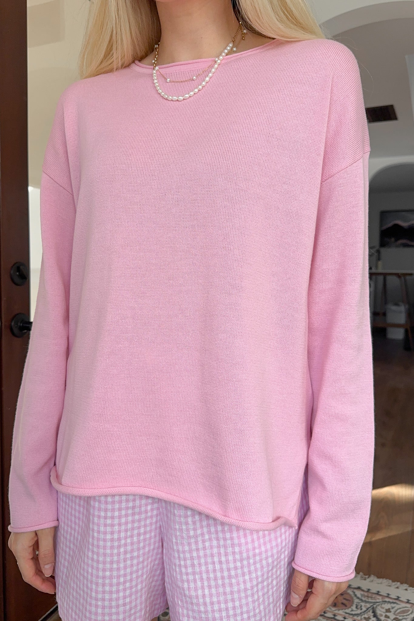Masie Knit Sweater Top in Ballet Pink - Neutral Ground