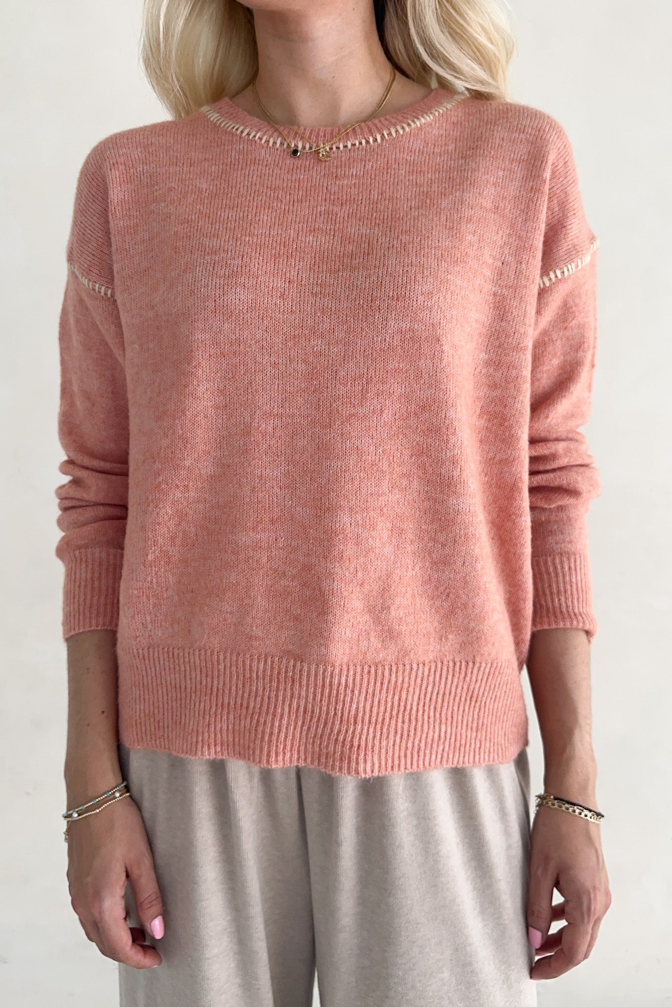Melrose Coral Sweater Top - Neutral Ground