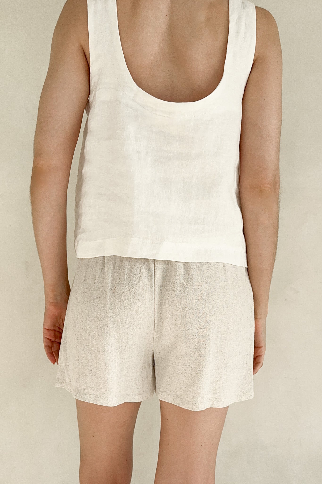 Miley Linen Blend Elastic Waist Shorts - Neutral Ground