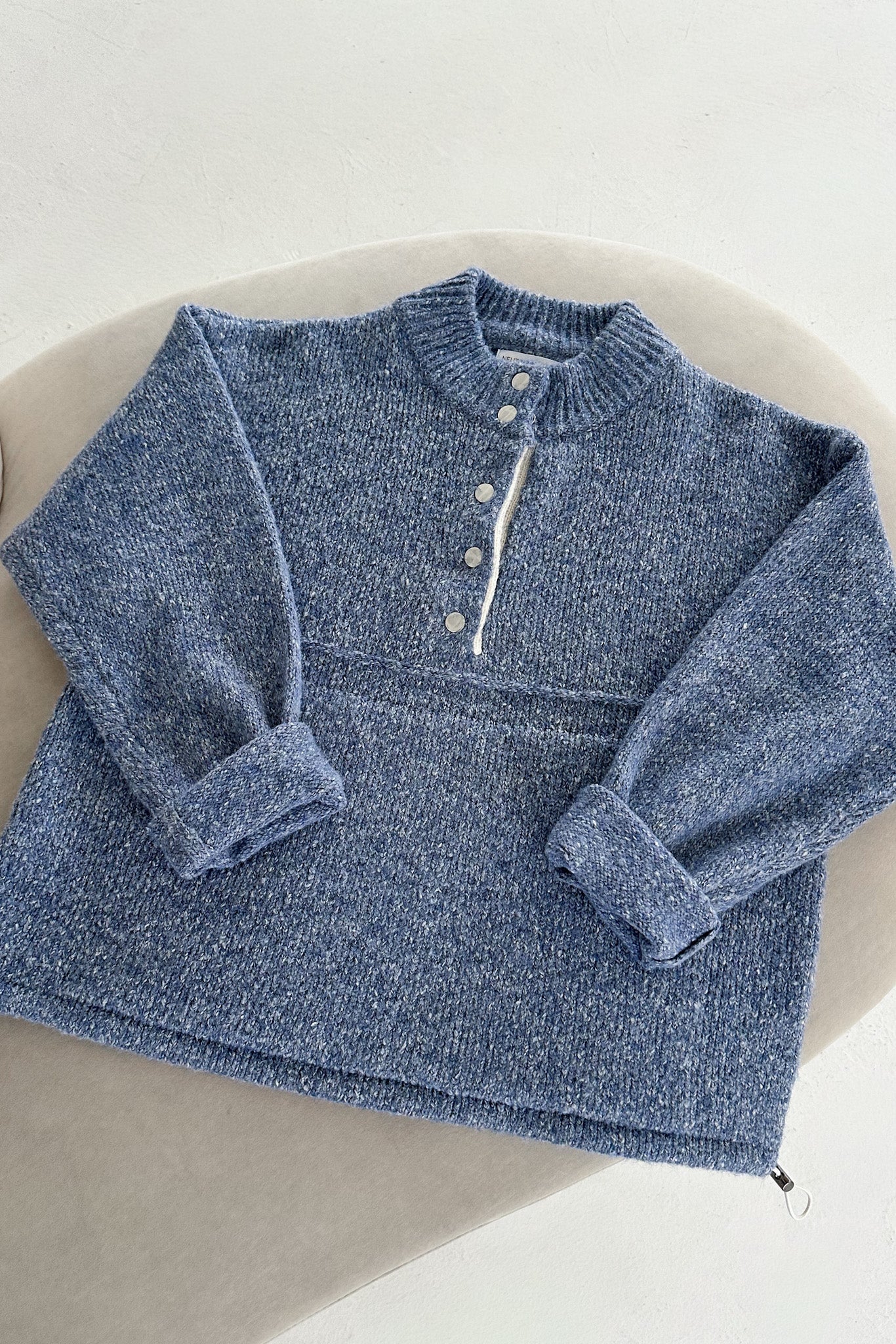 Miller Two Tone Snap Collar Sweater - Neutral Ground