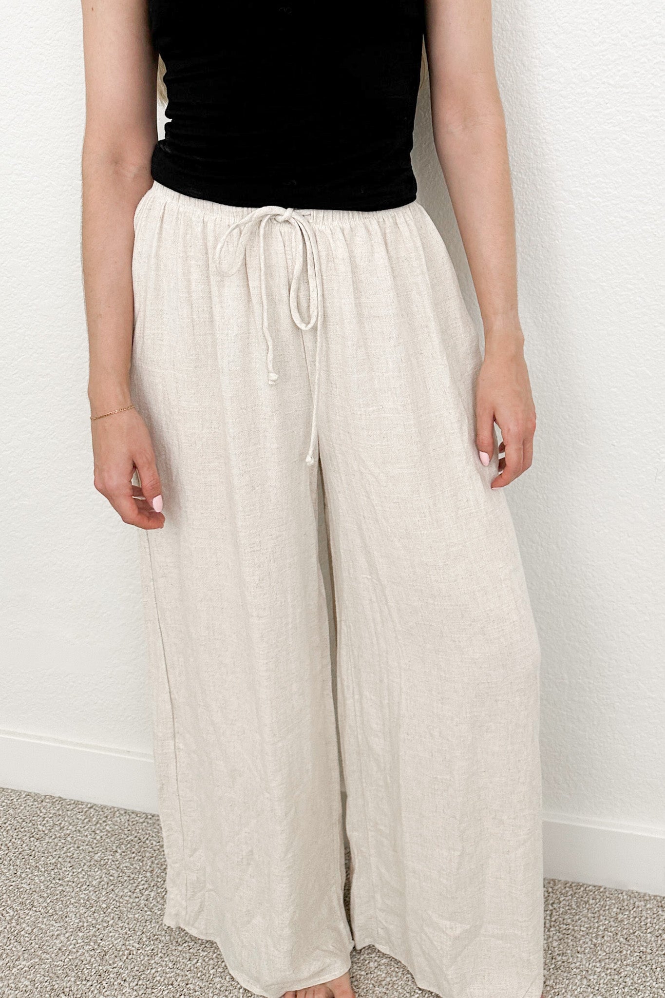 Monterey Wide Leg Linen Pants in Natural - Neutral Ground