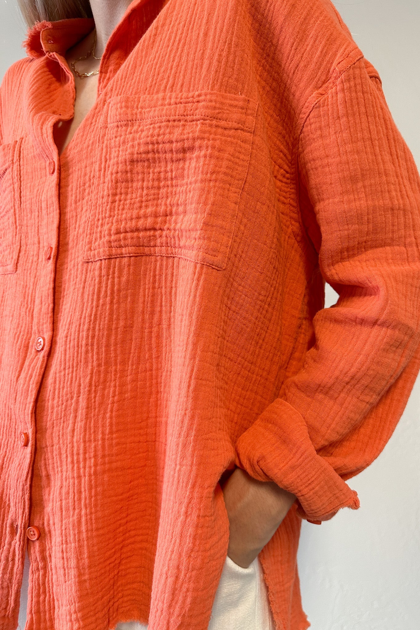 Newport Cotton Button Down Shirt in Orange - Neutral Ground