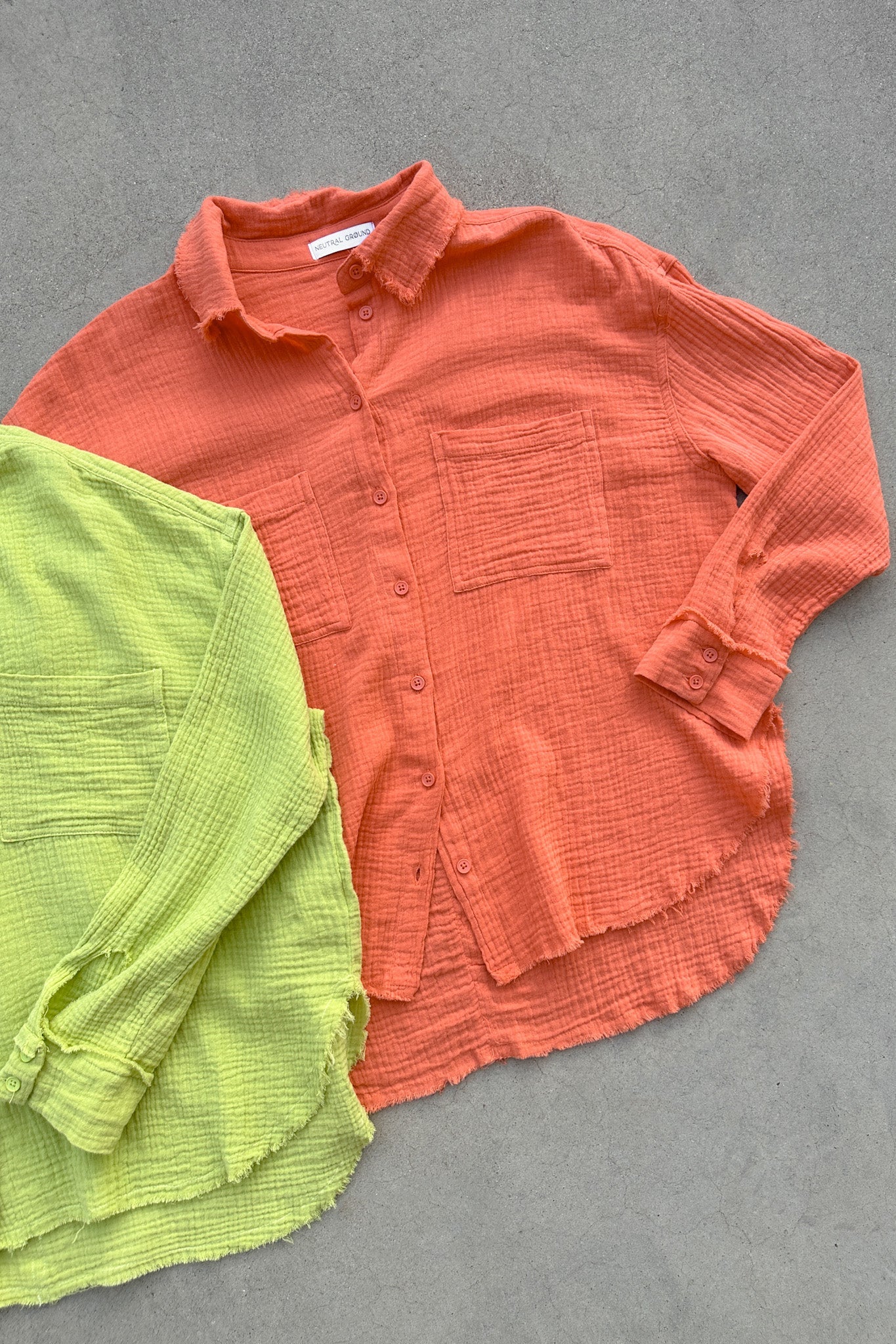 Newport Cotton Button Down Shirt in Orange - Neutral Ground