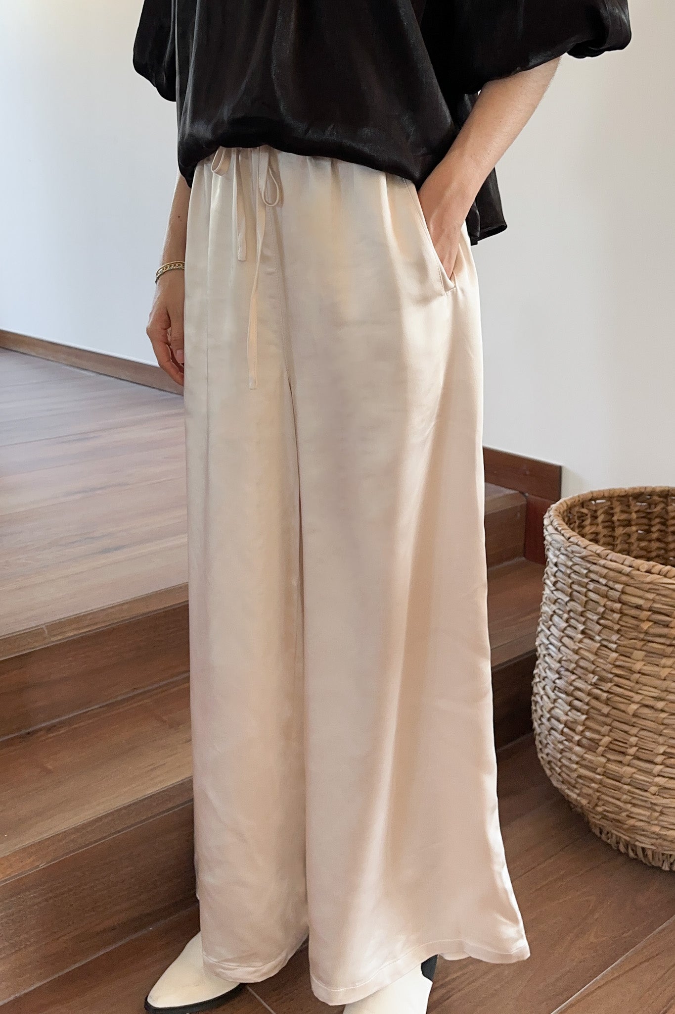 Night Out Satin Wide Leg Pants - Neutral Ground