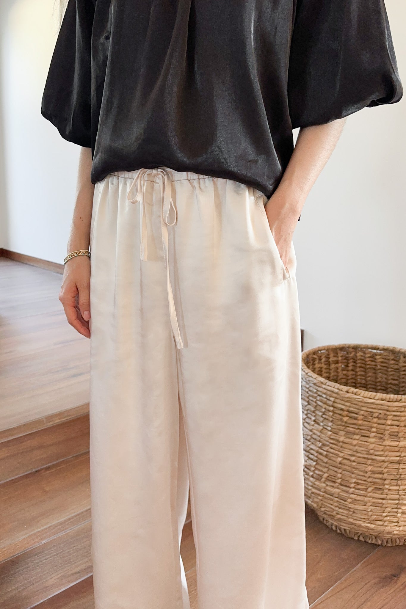 Night Out Satin Wide Leg Pants - Neutral Ground
