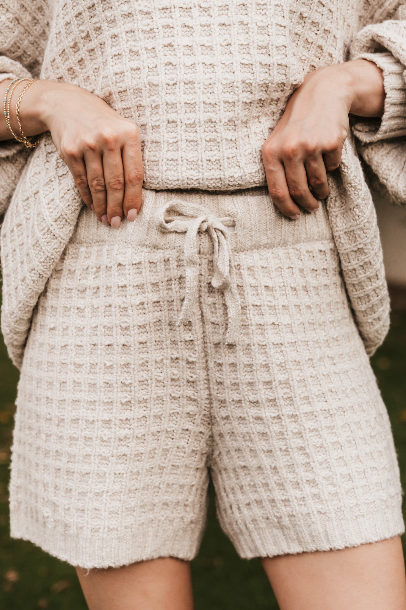 Northern Waffle Knit Drawstring Shorts - Neutral Ground