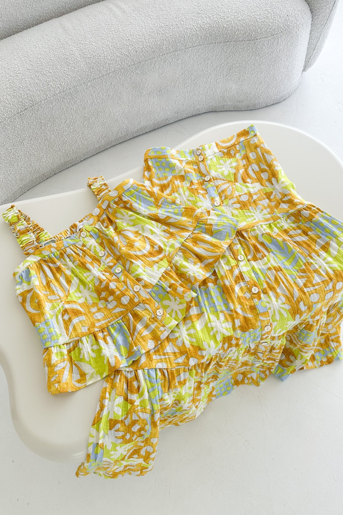 Oahu Tropical Printed Button Down Maxi Skirt - Neutral Ground