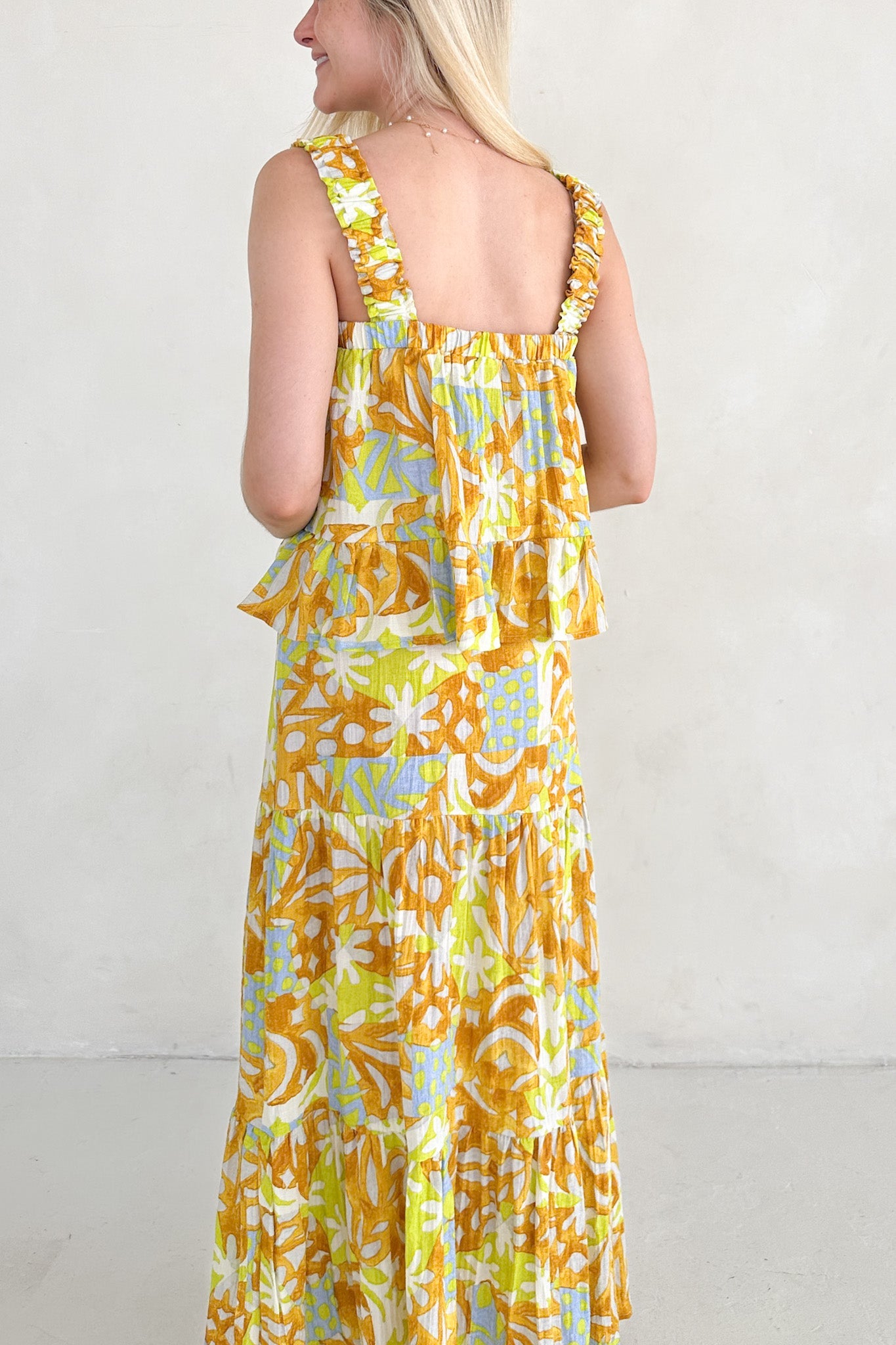 Oahu Tropical Printed Button Down Maxi Skirt - Neutral Ground