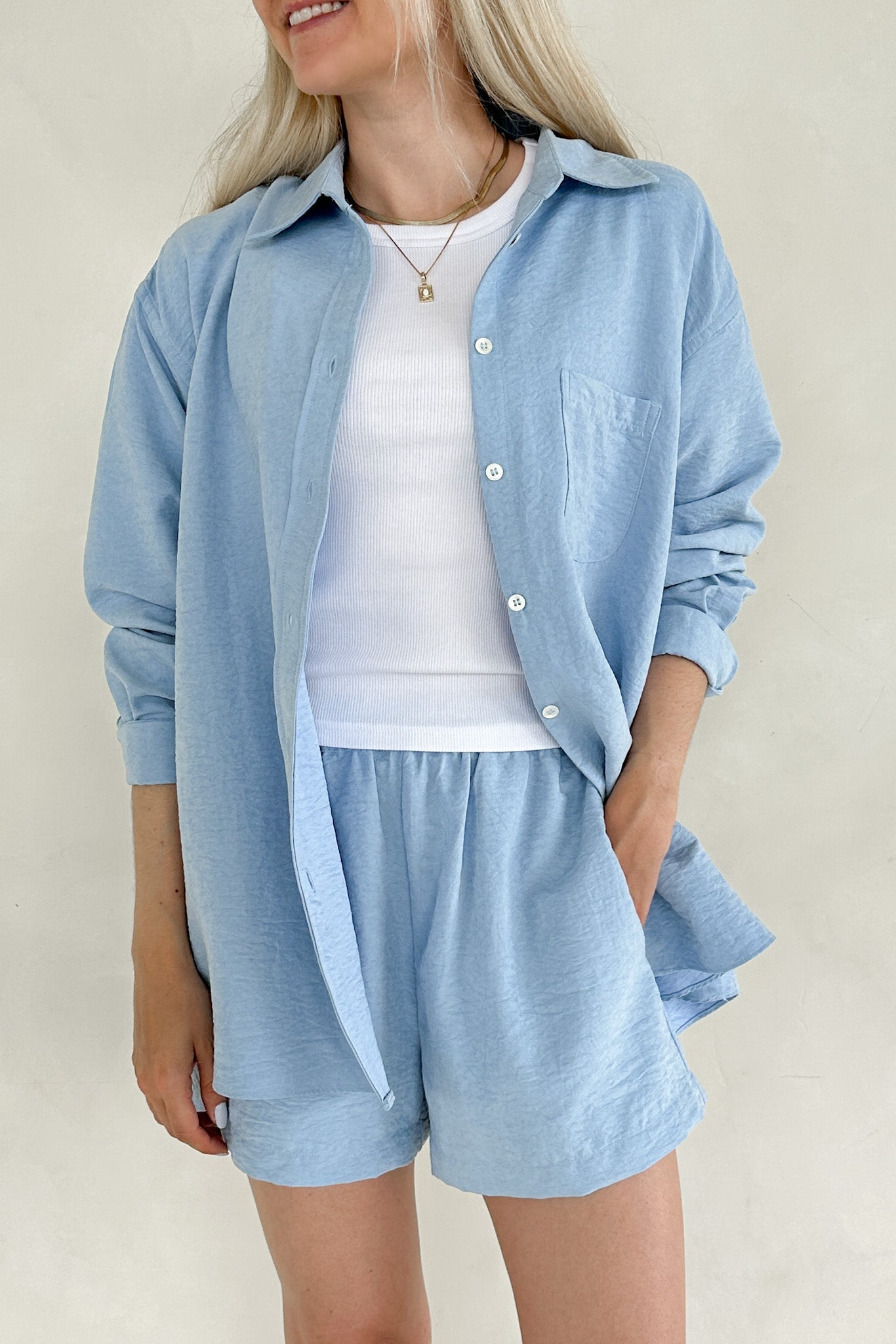 Oasis Woven Button Down Shirt - Neutral Ground