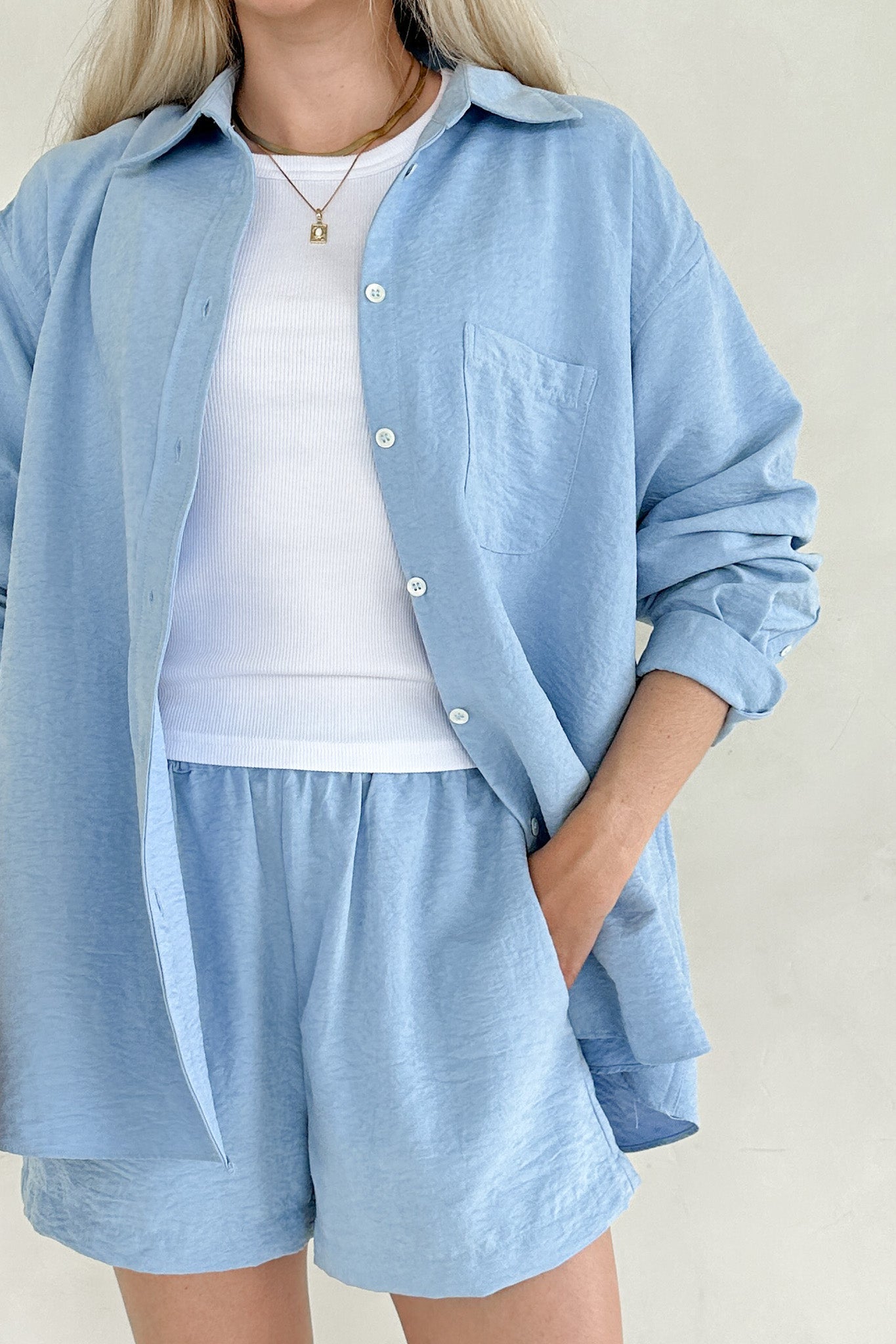 Oasis Woven Button Down Shirt - Neutral Ground