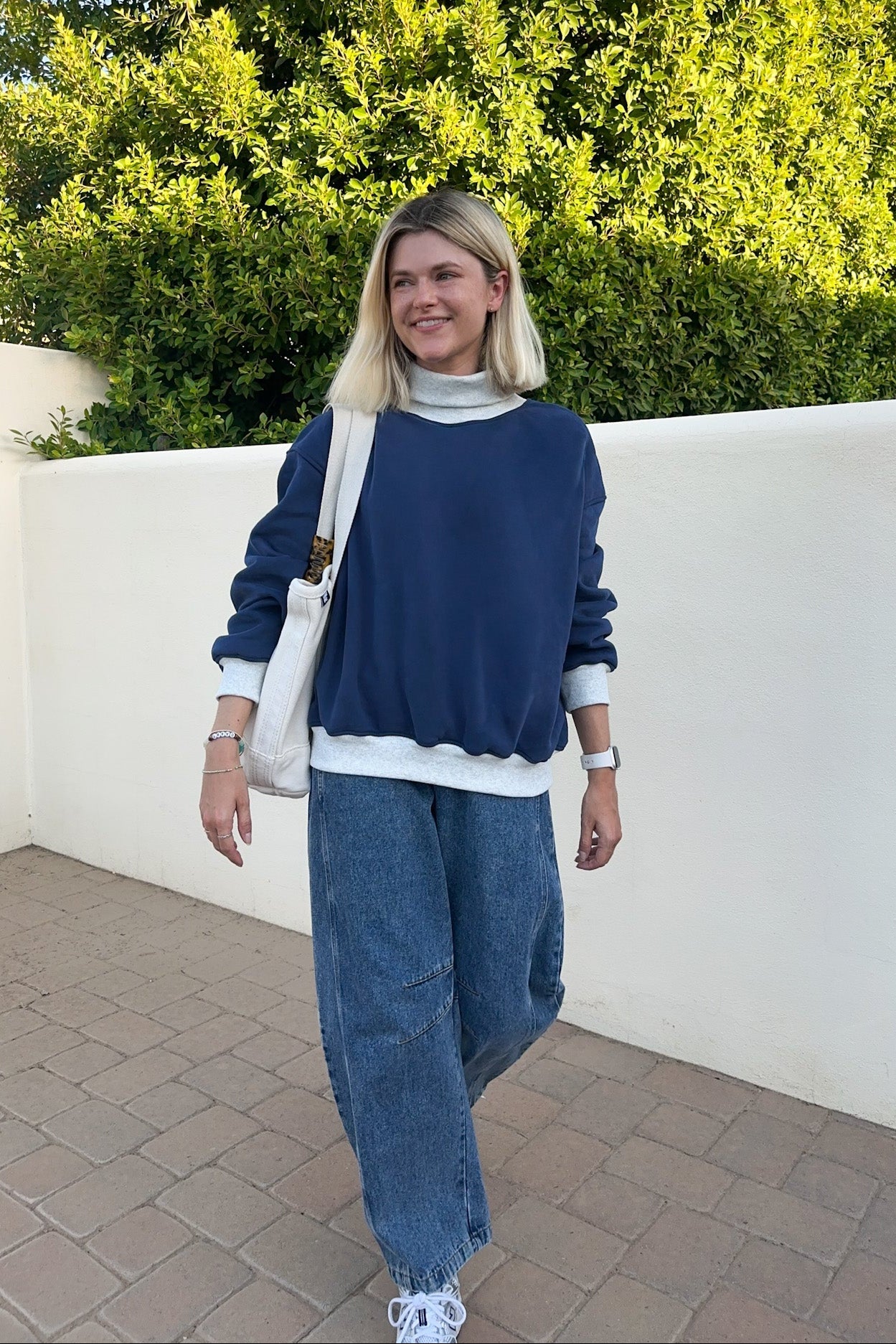 Off Duty Diana Rolled Mock Neck Pullover in Navy - Neutral Ground