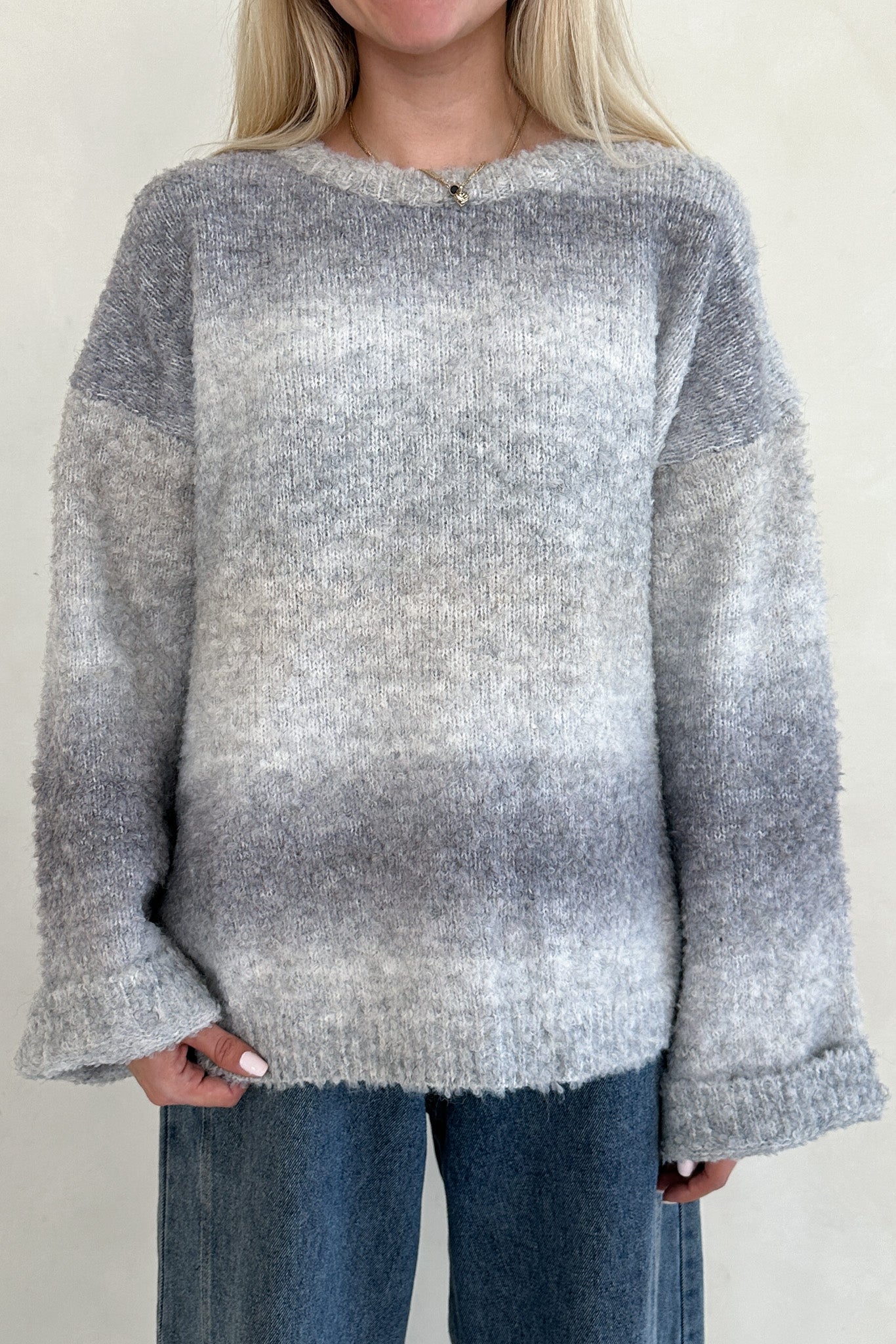 Olsen Loose Fit Ombre Sweater in Coastal Grey - Neutral Ground