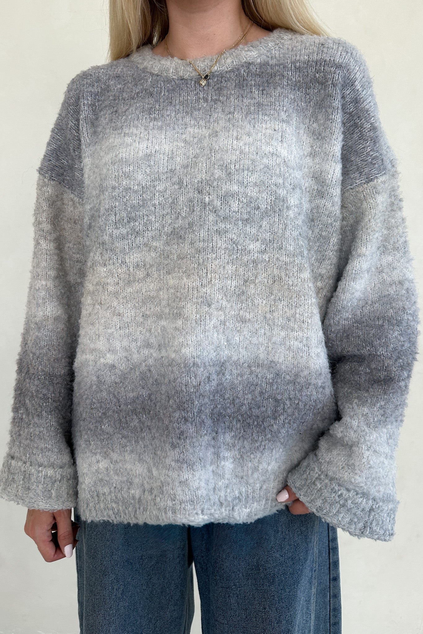 Olsen Loose Fit Ombre Sweater in Coastal Grey - Neutral Ground
